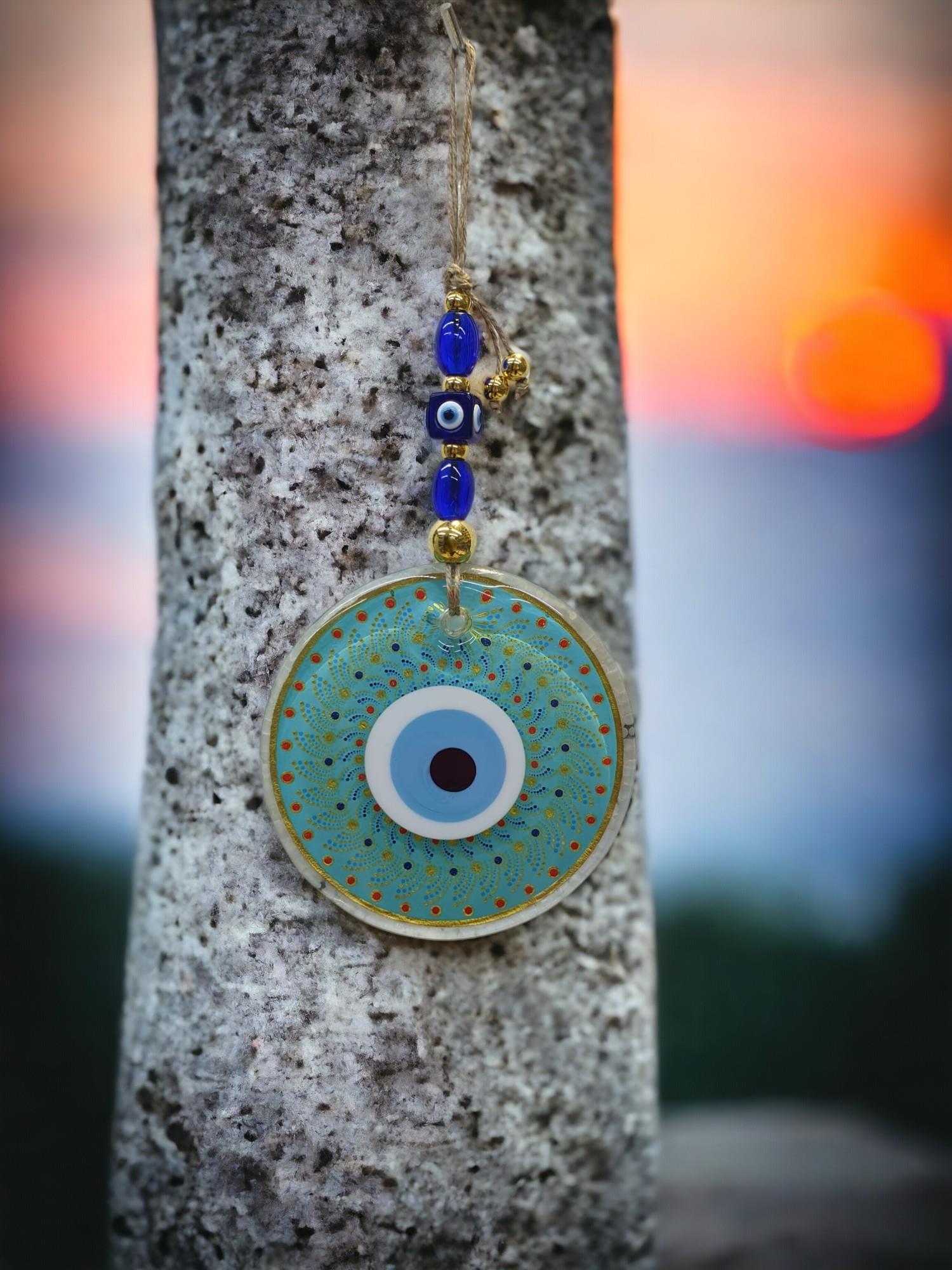 Şefaf Cam Nazar Duvar Süsü (13CM)