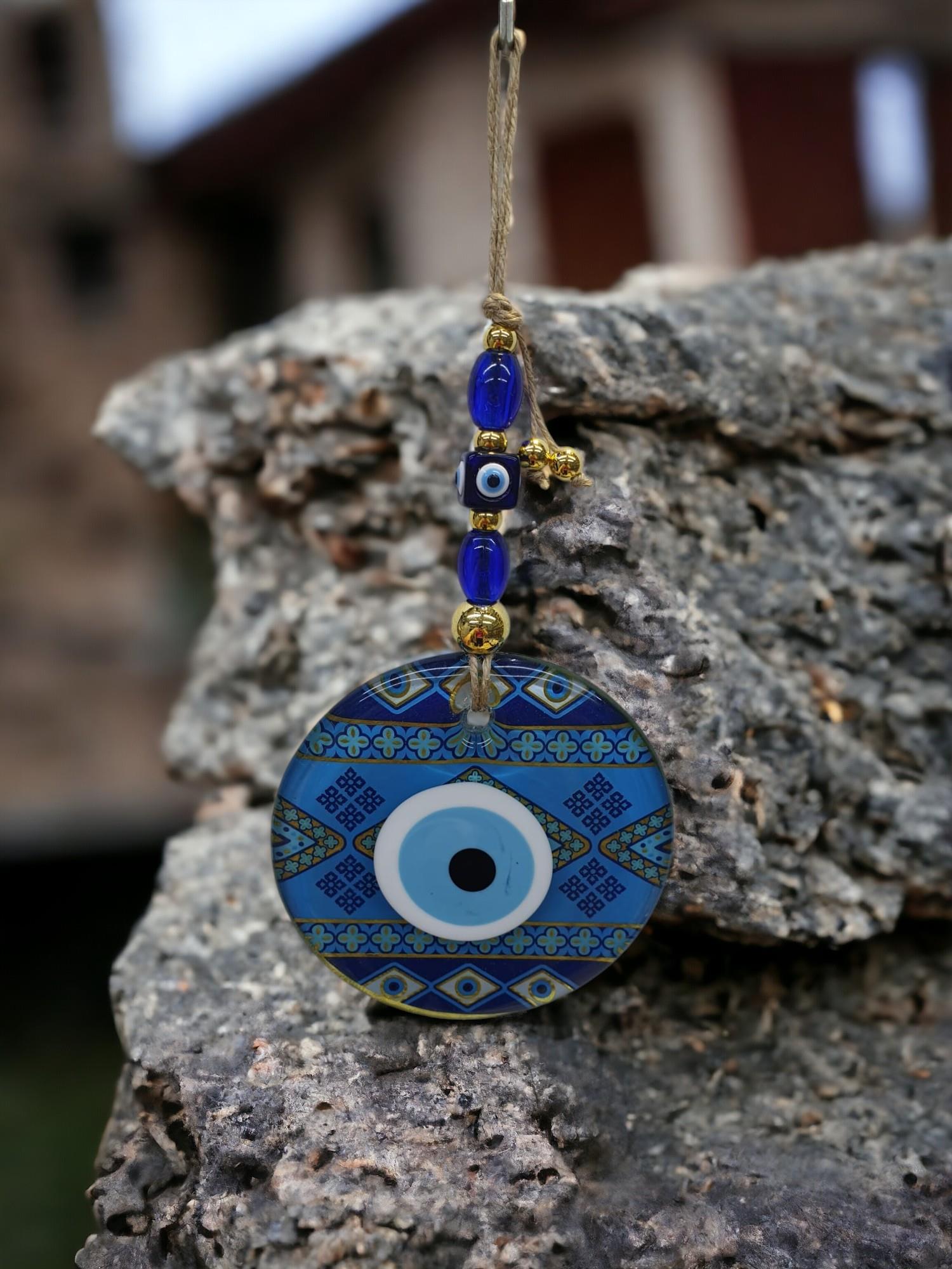 Şefaf Cam Nazar Duvar Süsü (13CM)