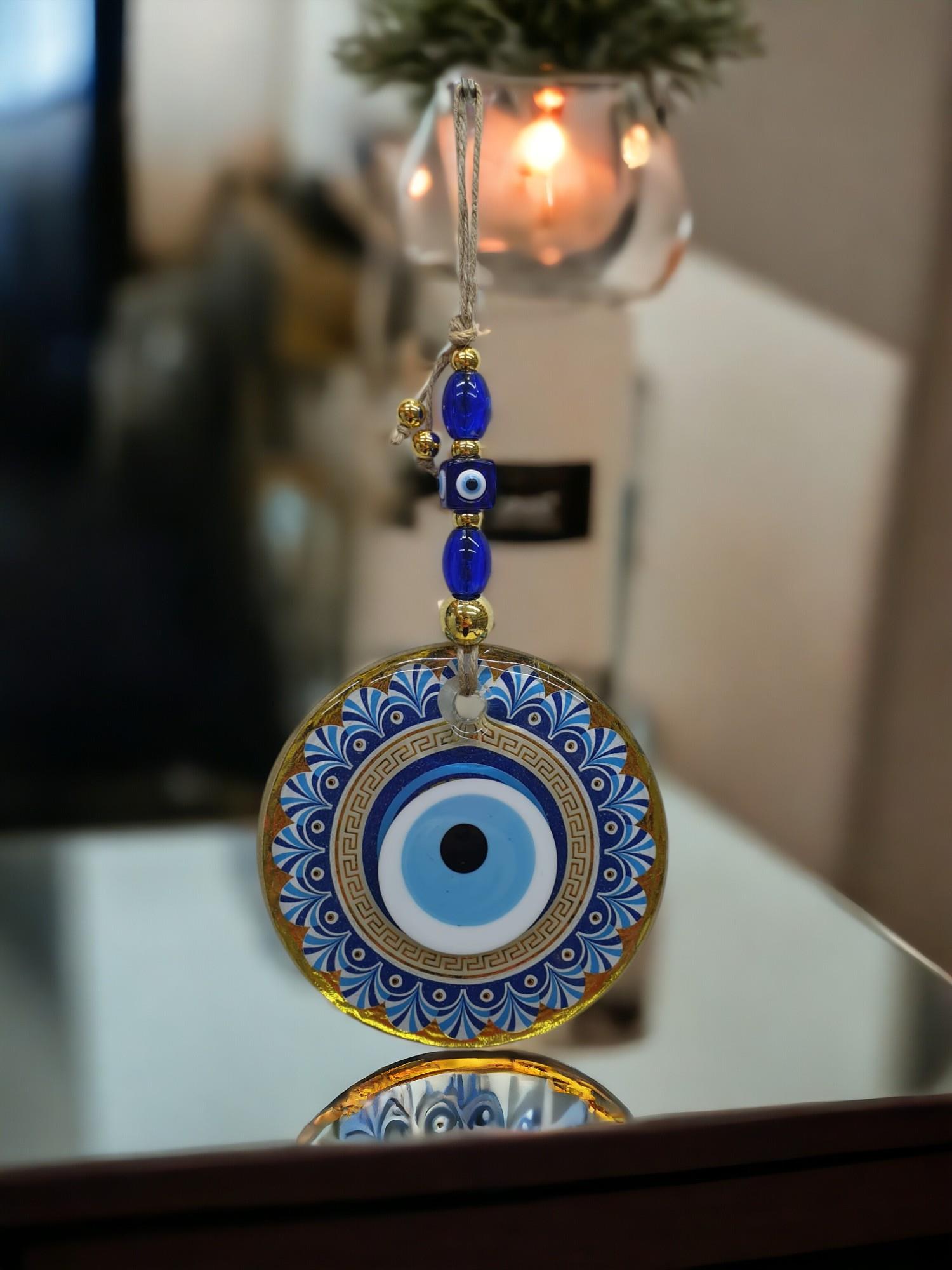 Şefaf Cam Nazar Duvar Süsü (13CM)