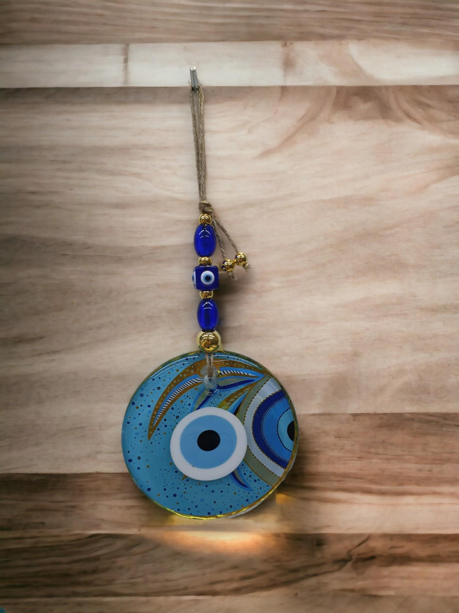 Şefaf Cam Nazar Duvar Süsü (13CM)