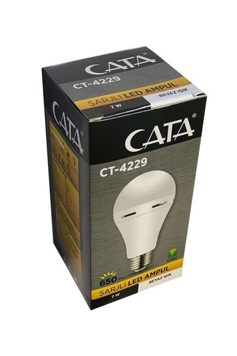 CataCata CT-4229B 9w Şarjlı Led Ampül E27 6500K Beyaz