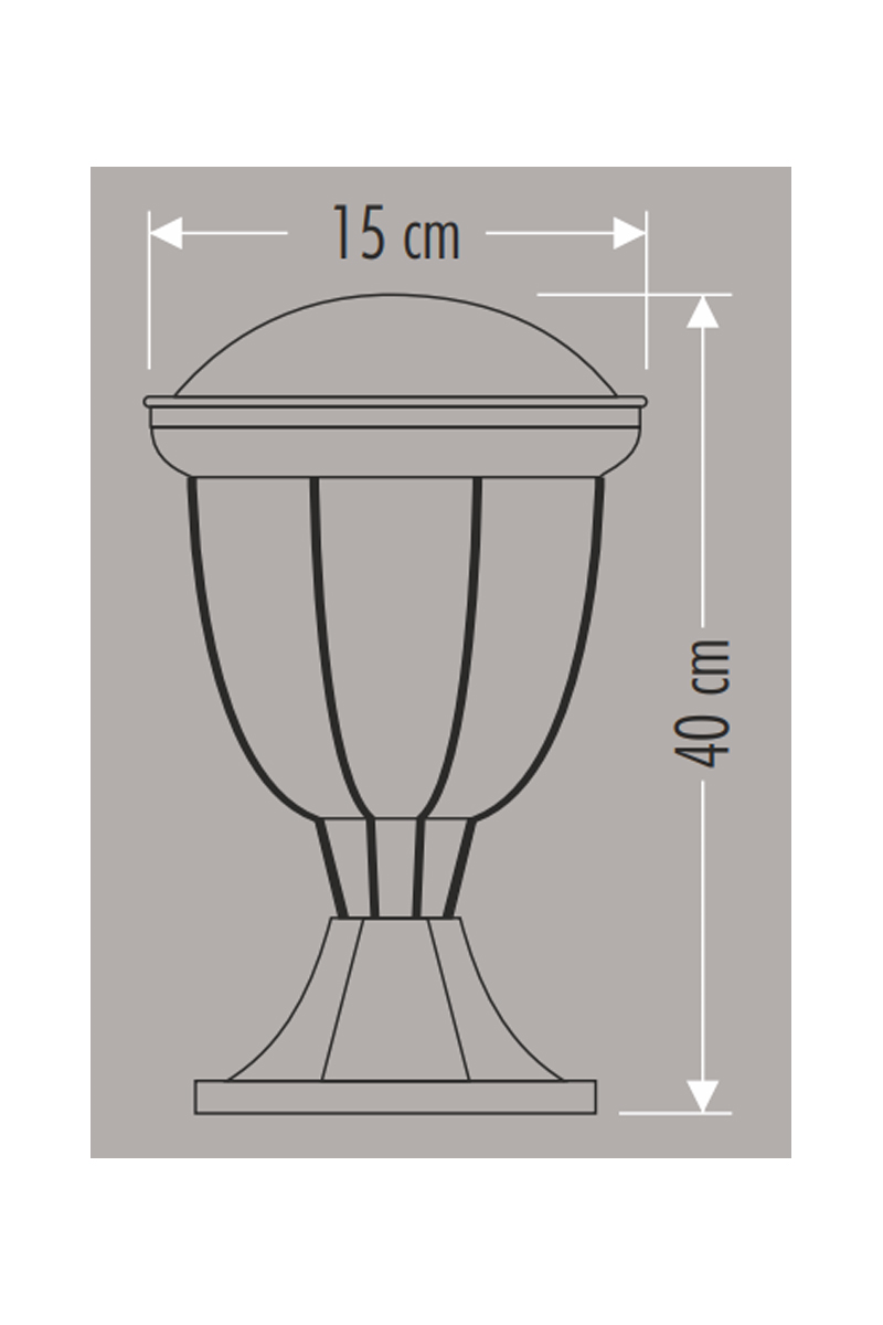 CataCata CT-7020 Siyah Torino Bahçe Armatürü 40cm E27
