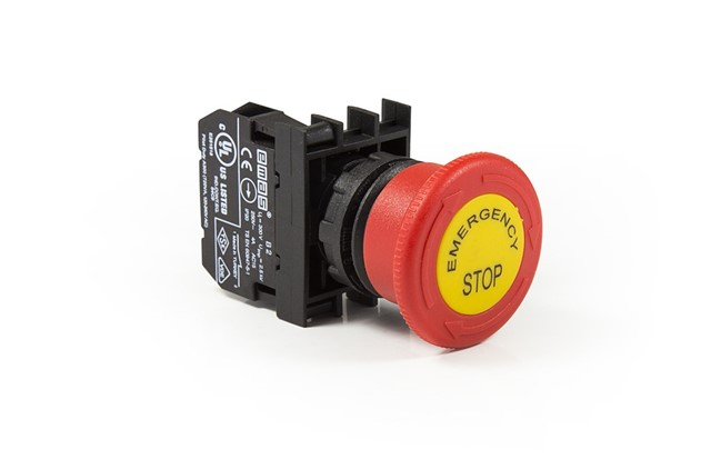 EmasEmas B200E-E B Serisi Plastik 1NC Acil Stop 40 mm Çevirmeli Etiketli Kırmızı 22 mm Buton