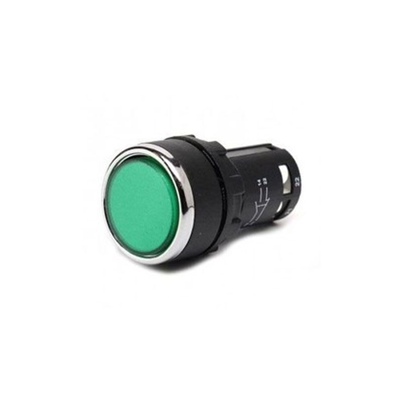 EmasEmas MB102DY MB Serisi Plastik 1NO+1NC Yaylı Düz Yeşil 22 mm Buton