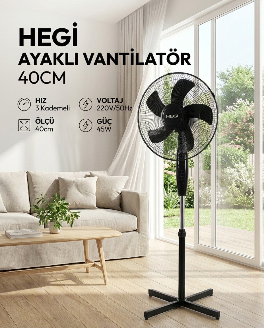 HEGI AYAKLI VANTİLATÖR 40CM