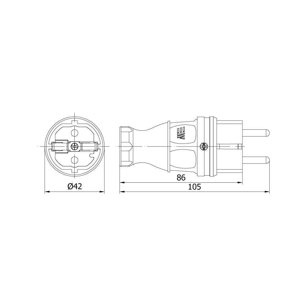 Mete EnerjiMete 1x16A. Kauçuk Düz Fiş