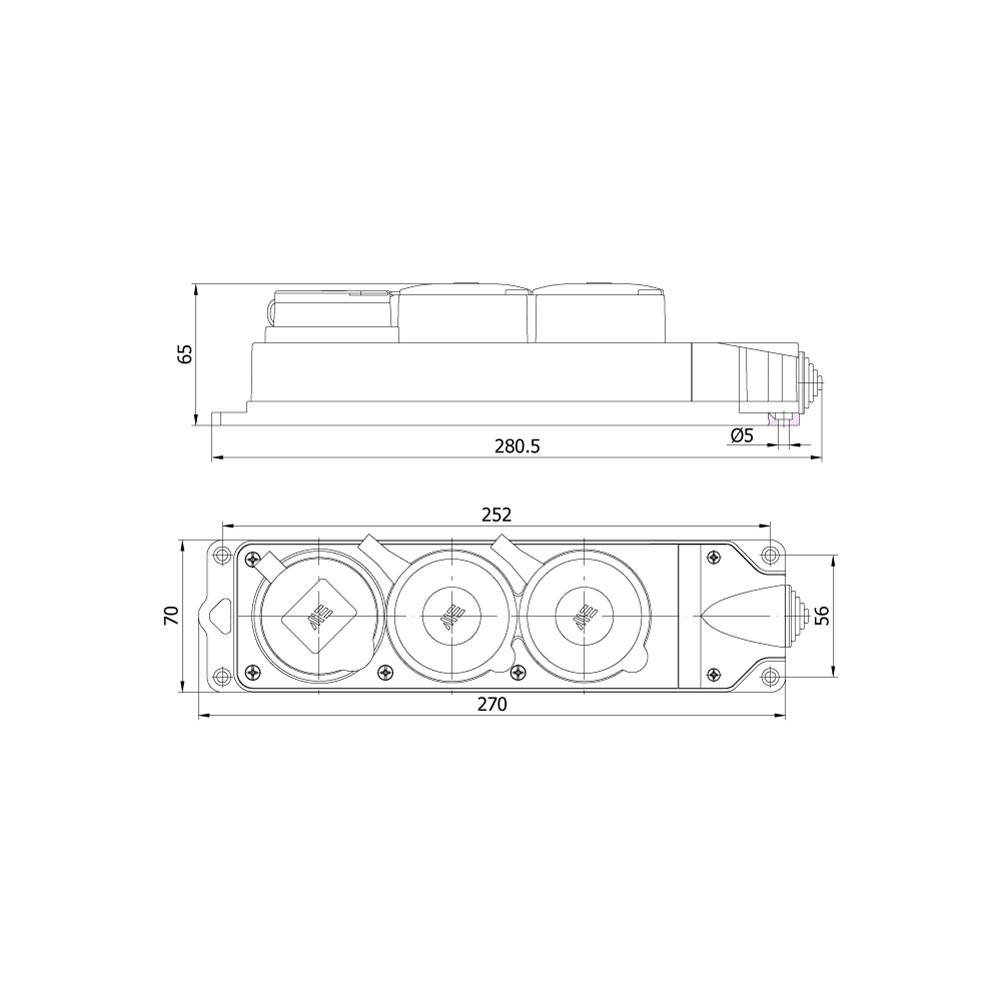 Mete EnerjiMete 3x25A. 2 Adet / 1x16A. 1 Adet Kauçuk Üçlü Grup Priz
