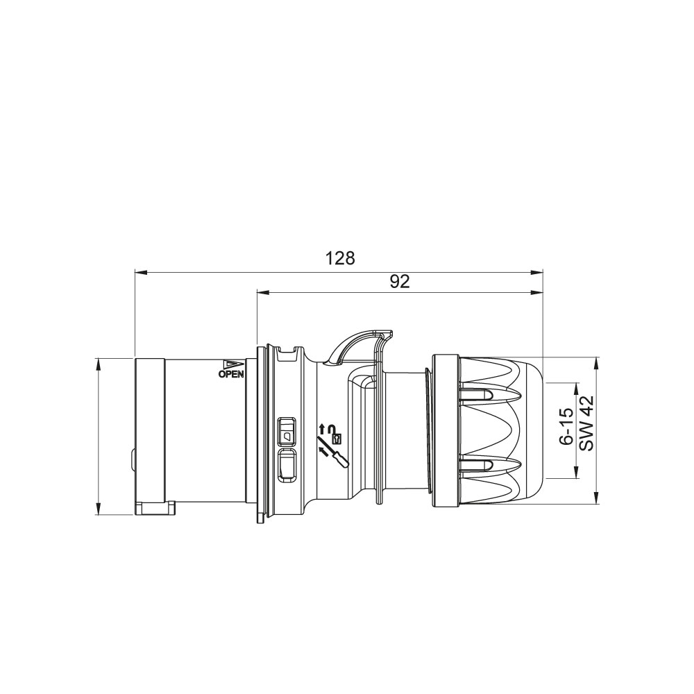 Mete EnerjiMete 4X16A. IP44 Düz Fiş 3P+E