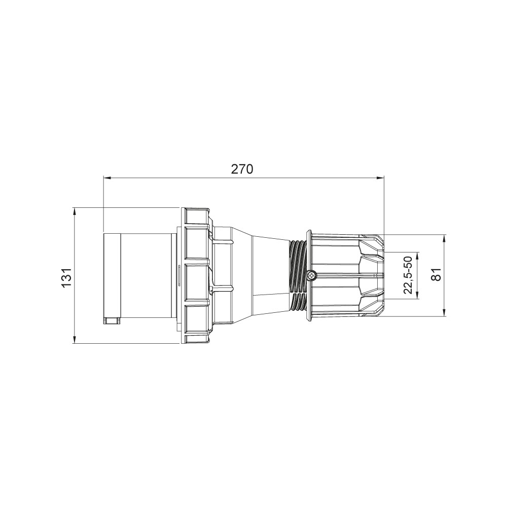 Mete EnerjiMete 5X125A. IP67 Düz Fiş 3P+N+E