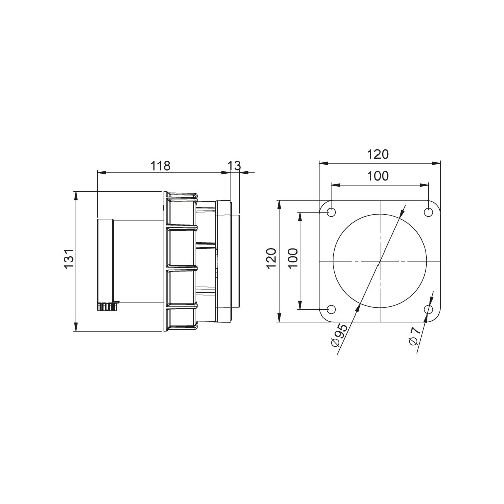 Mete EnerjiMete 5X125A. IP67 Makine Fişi Düz 3P+N+E