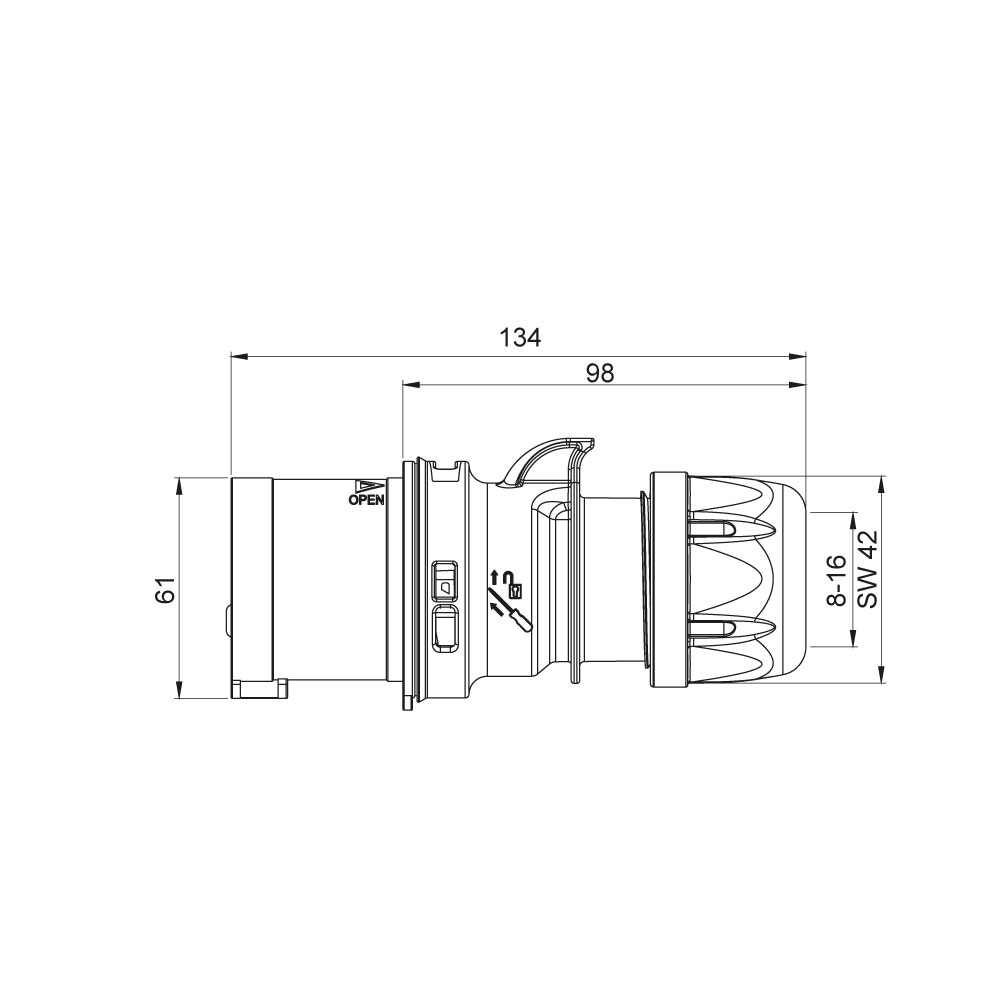 Mete EnerjiMete 5X16A. IP44 Düz Fiş Hızlı Bağlantılı 3P+N+E