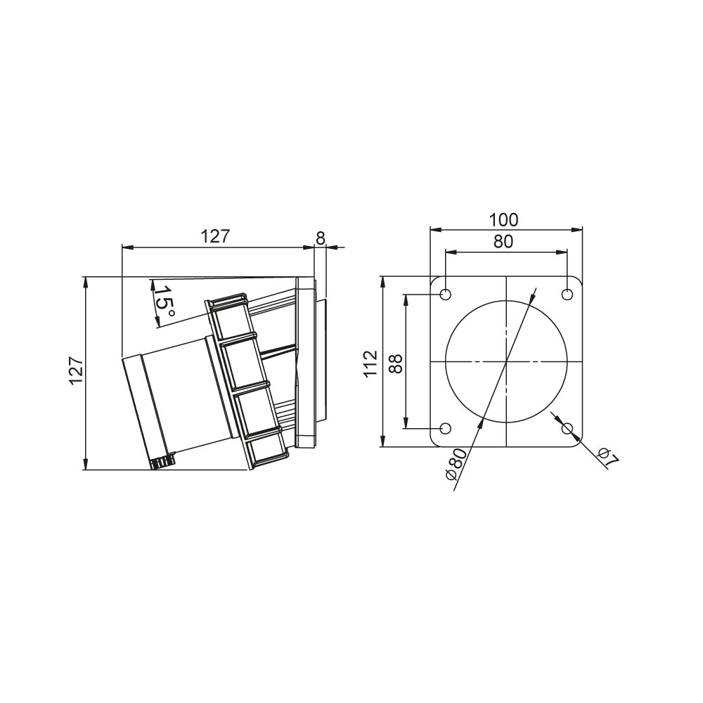 Mete EnerjiMete 5X63A. IP67 Makine Fişi Eğik 3P+N+E