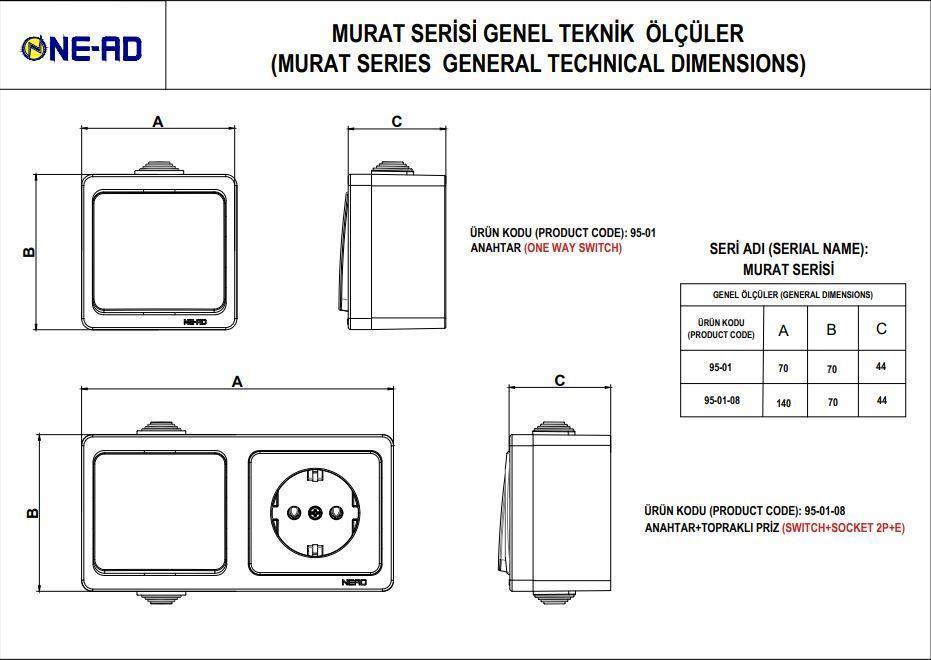 NeadNead Murat Topraklı Priz + Topraklı Priz Beyaz