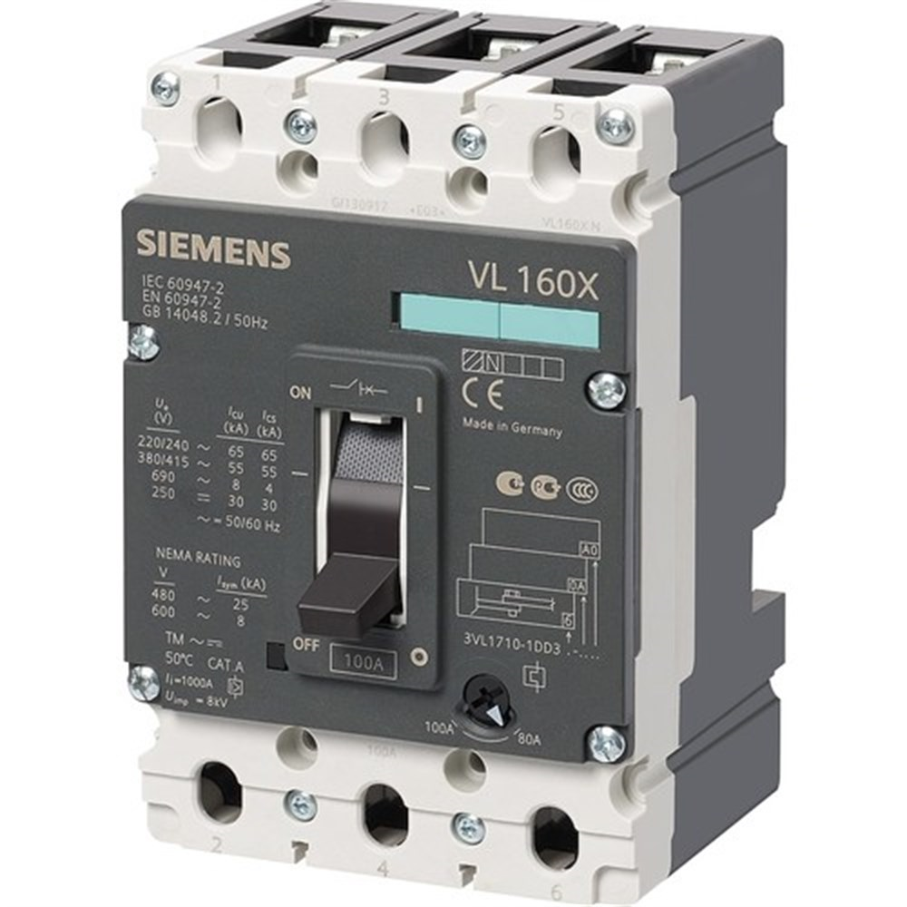 SiemensSiemens 3VL1706-1DD33-0AA0 Kompakt Tip Termik Manyetik Güç Şalteri; VL160X; 55Ka; 50-63A;