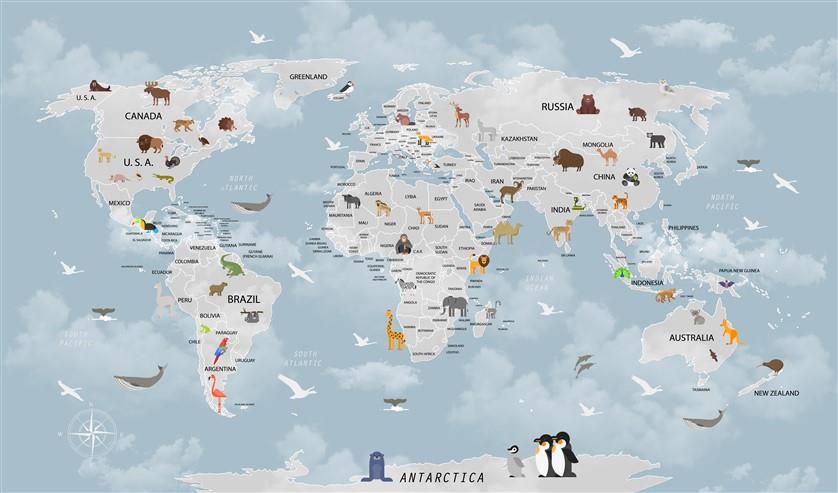 Çocuk Odası Harita Duvar Kağıdı-36