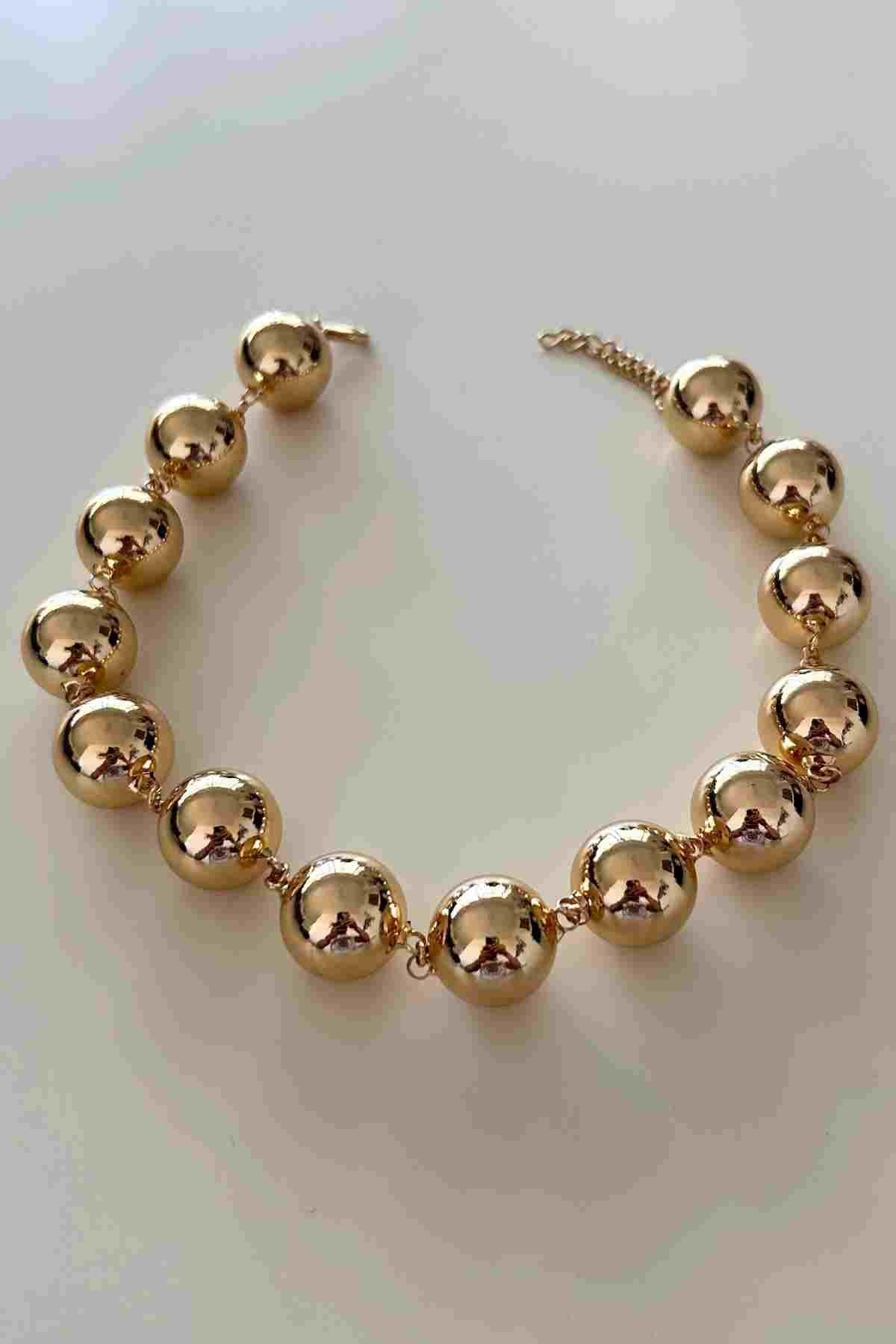 Altın Kaplama Büyük Topçuklu Kolye