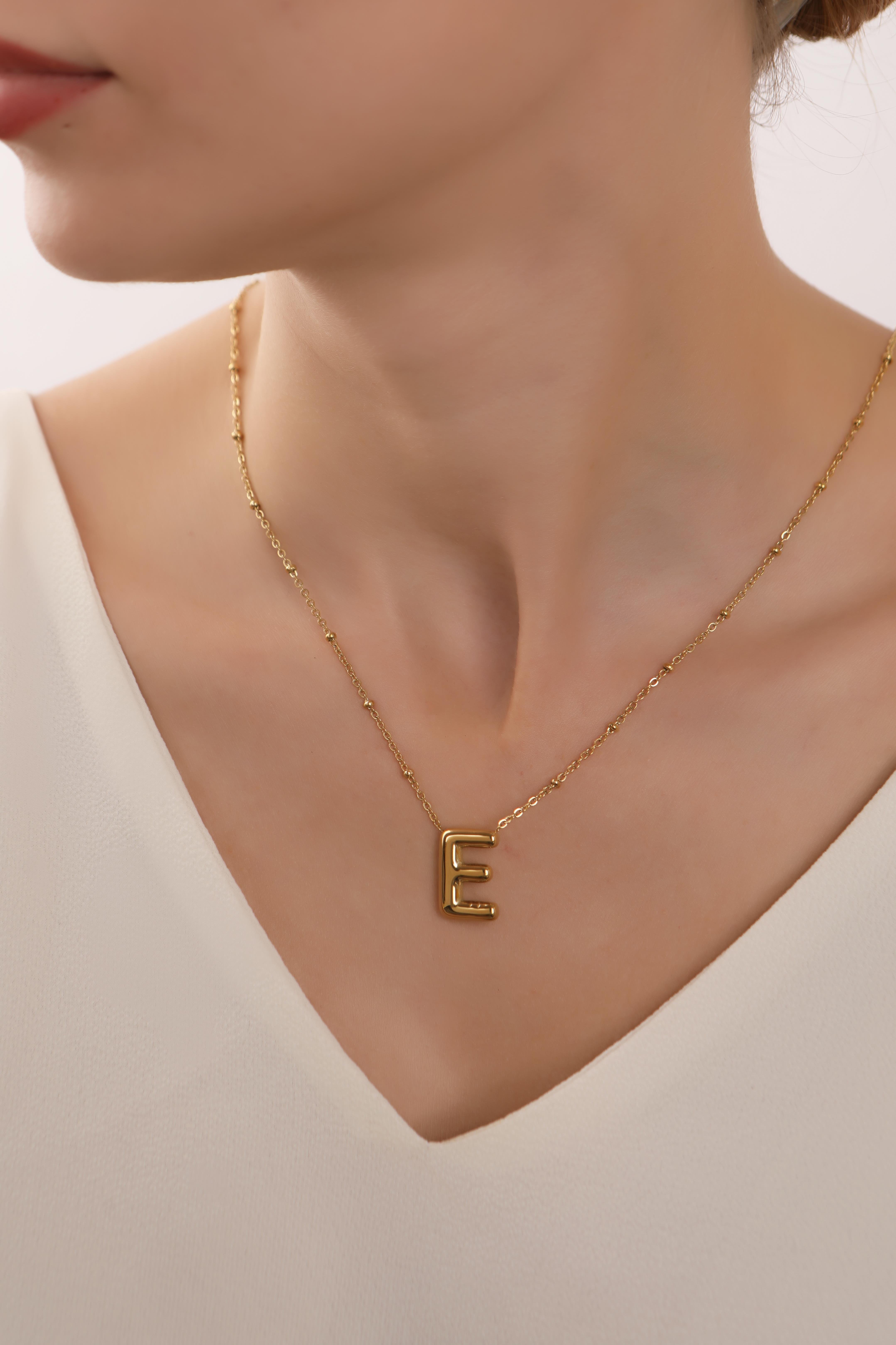 Altın Kaplama Çelik Balon Harf Kolye