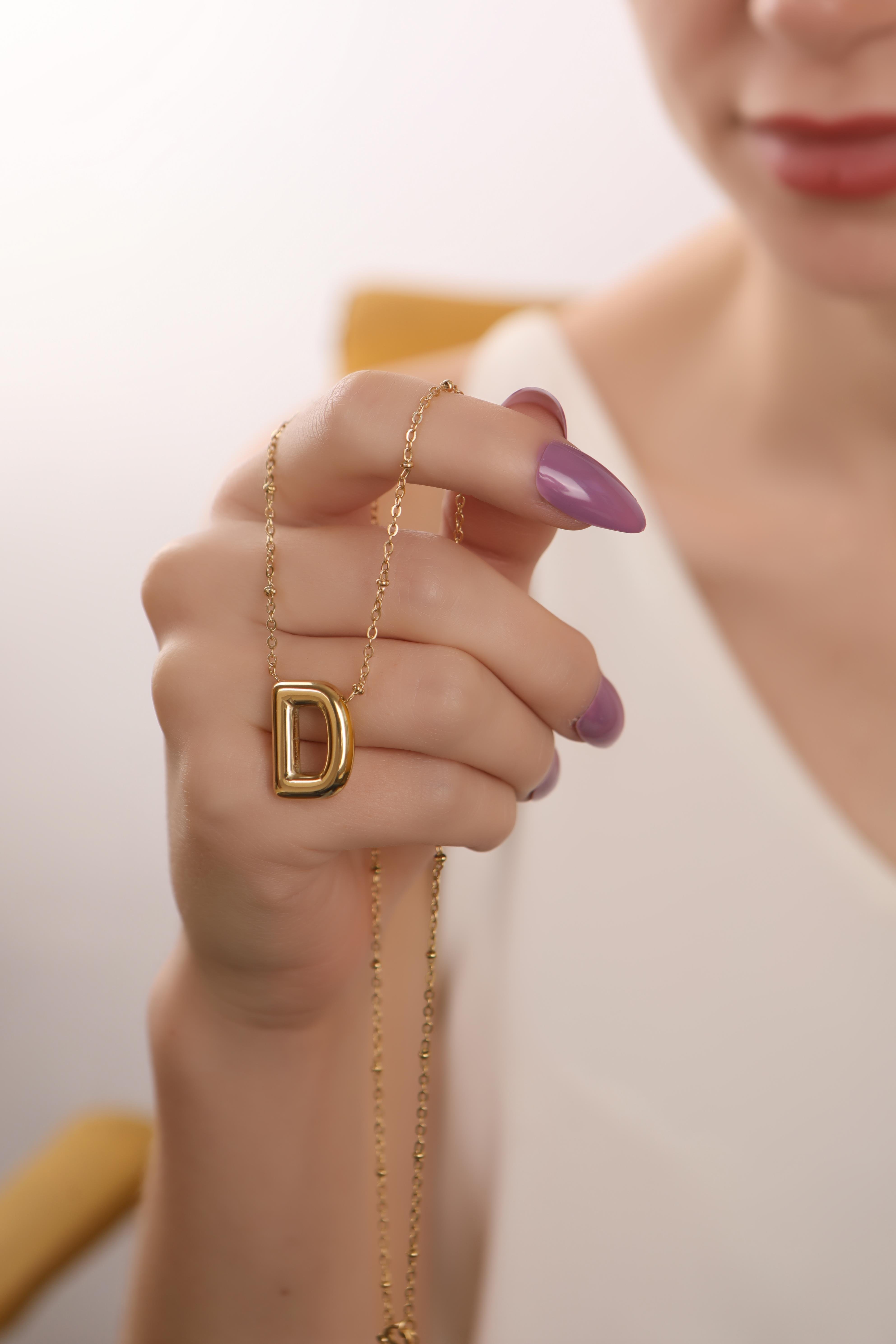 Altın Kaplama Çelik Balon Harf Kolye