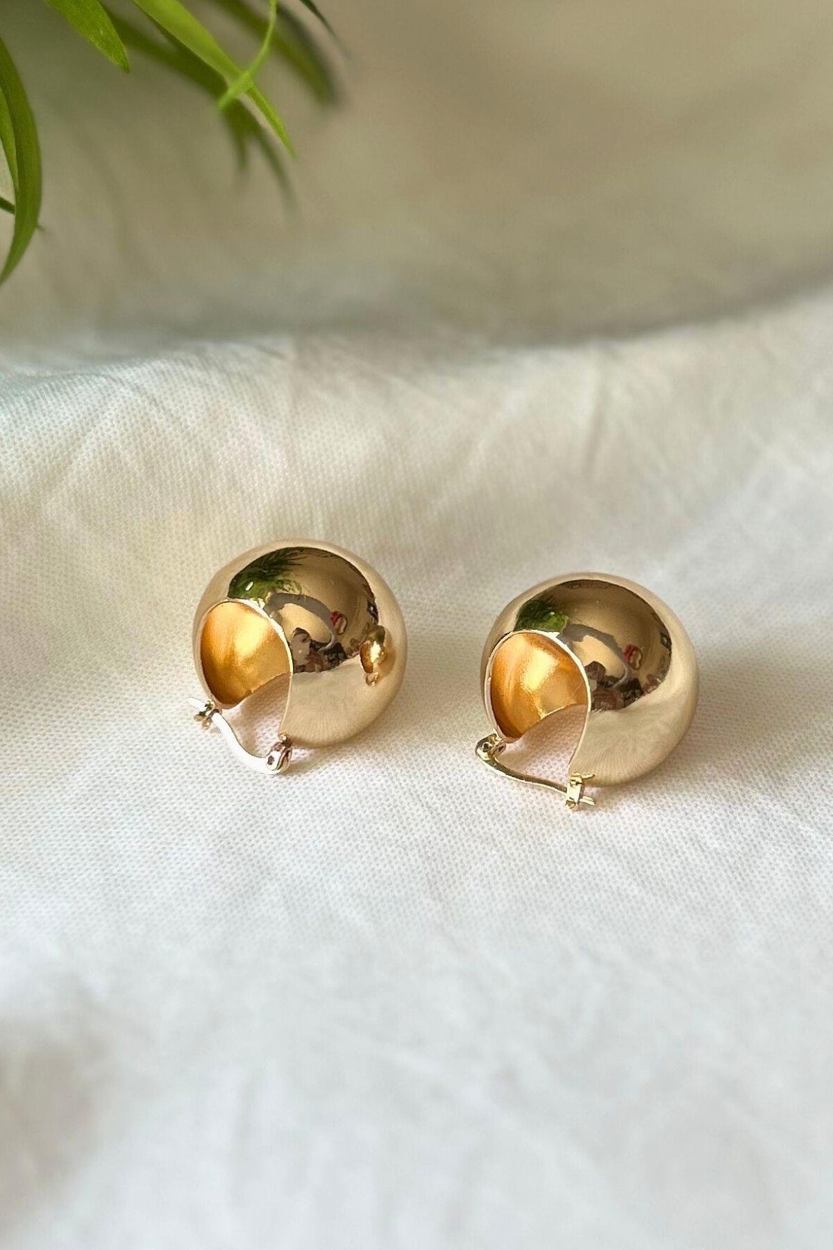 Altın Kaplama Çelik Top Sepet Küpe