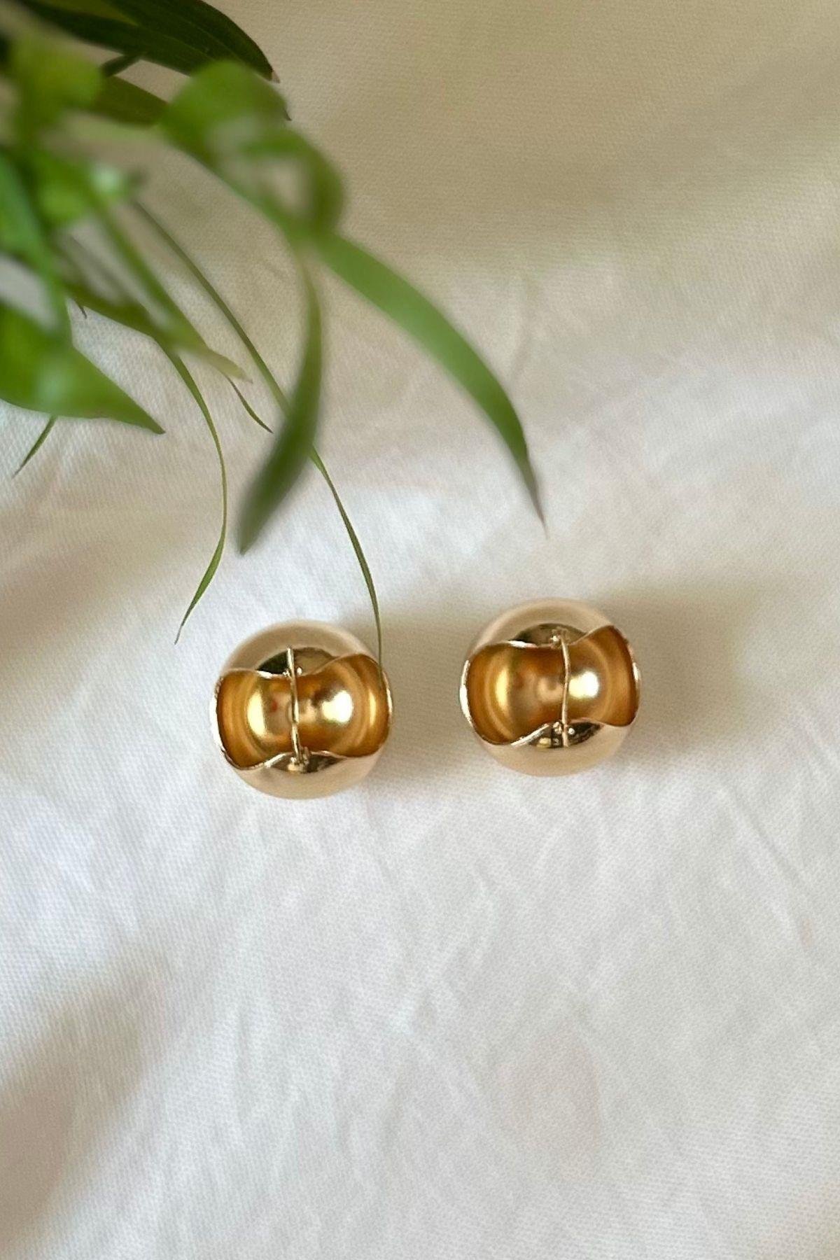 Altın Kaplama Çelik Top Sepet Küpe