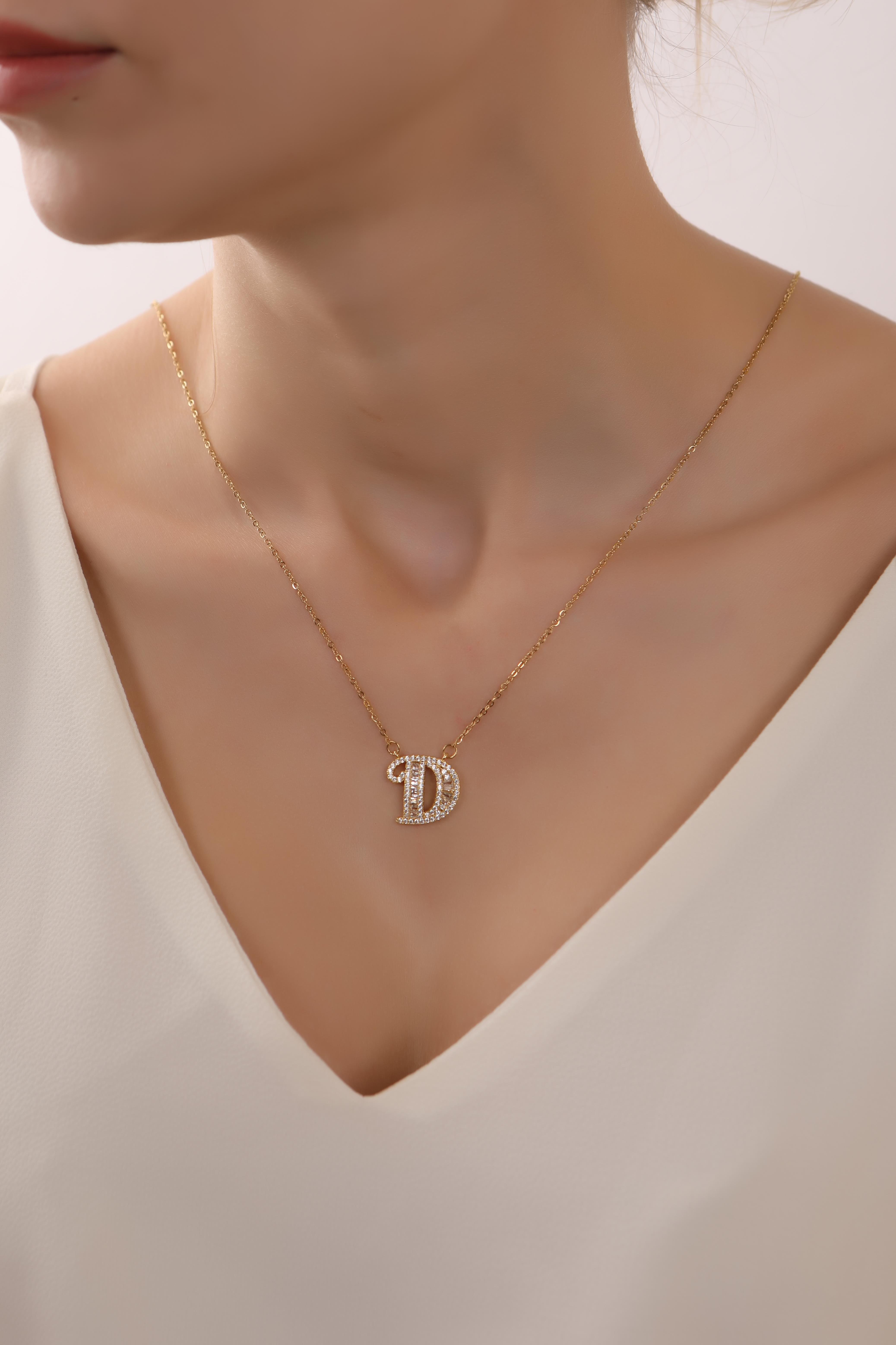 Altın Kaplama Çelik Zirkon Taşlı Harf Kolye