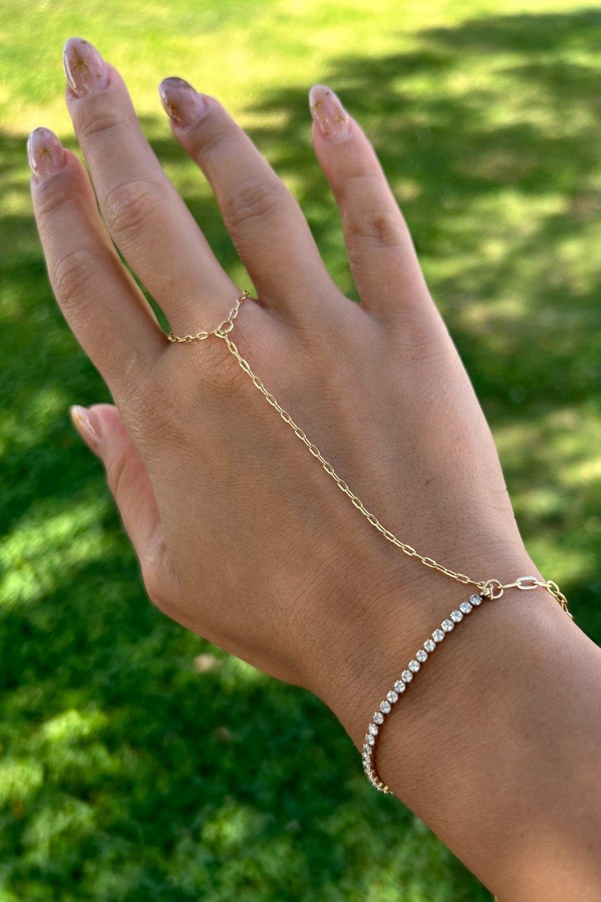 Altın Kaplama Çelik Zirkon Taşlı Su Yolu Zincir Detaylı Şahmaran Bileklik