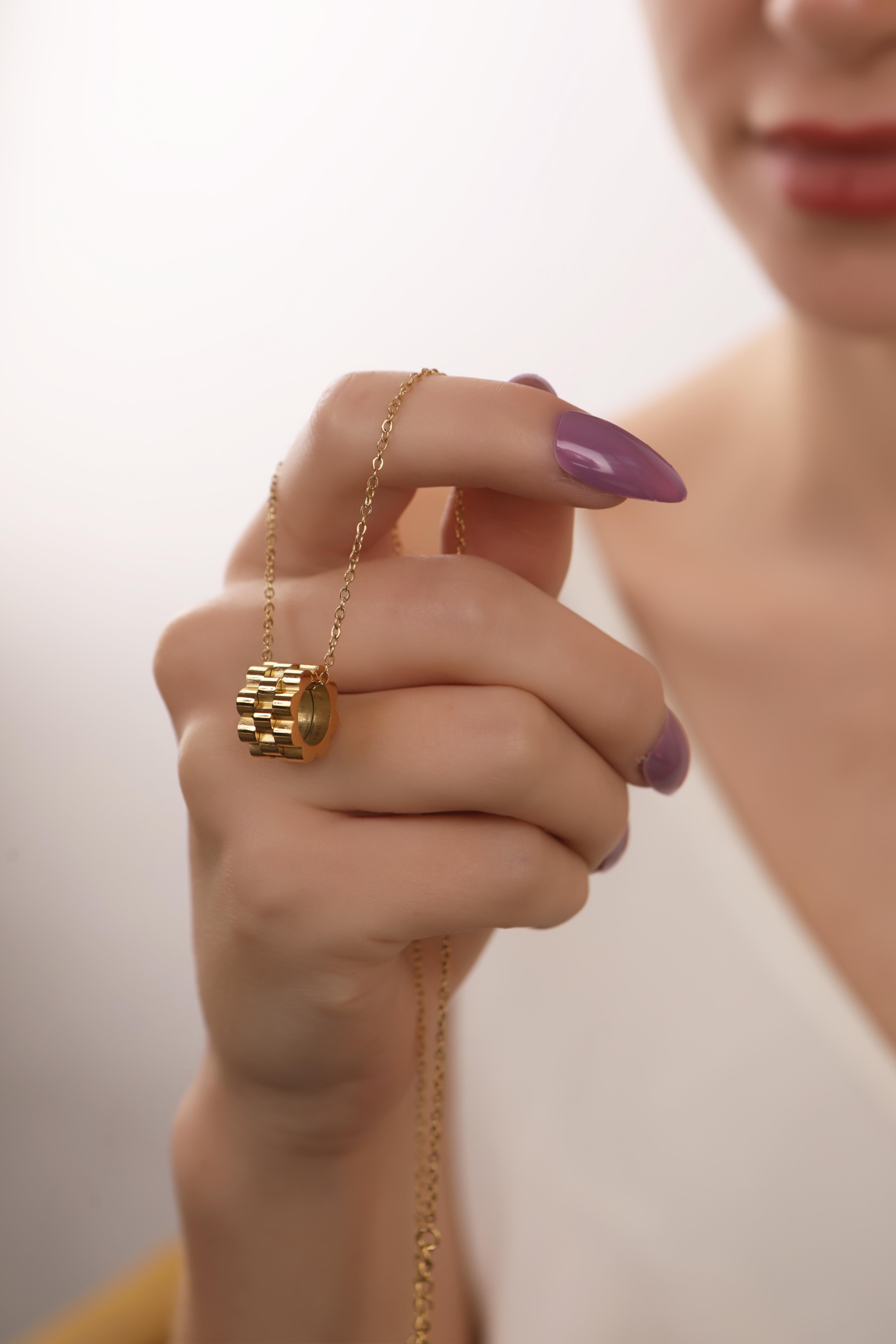 Altın Kaplama Halka Uçlu Çelik Kolye