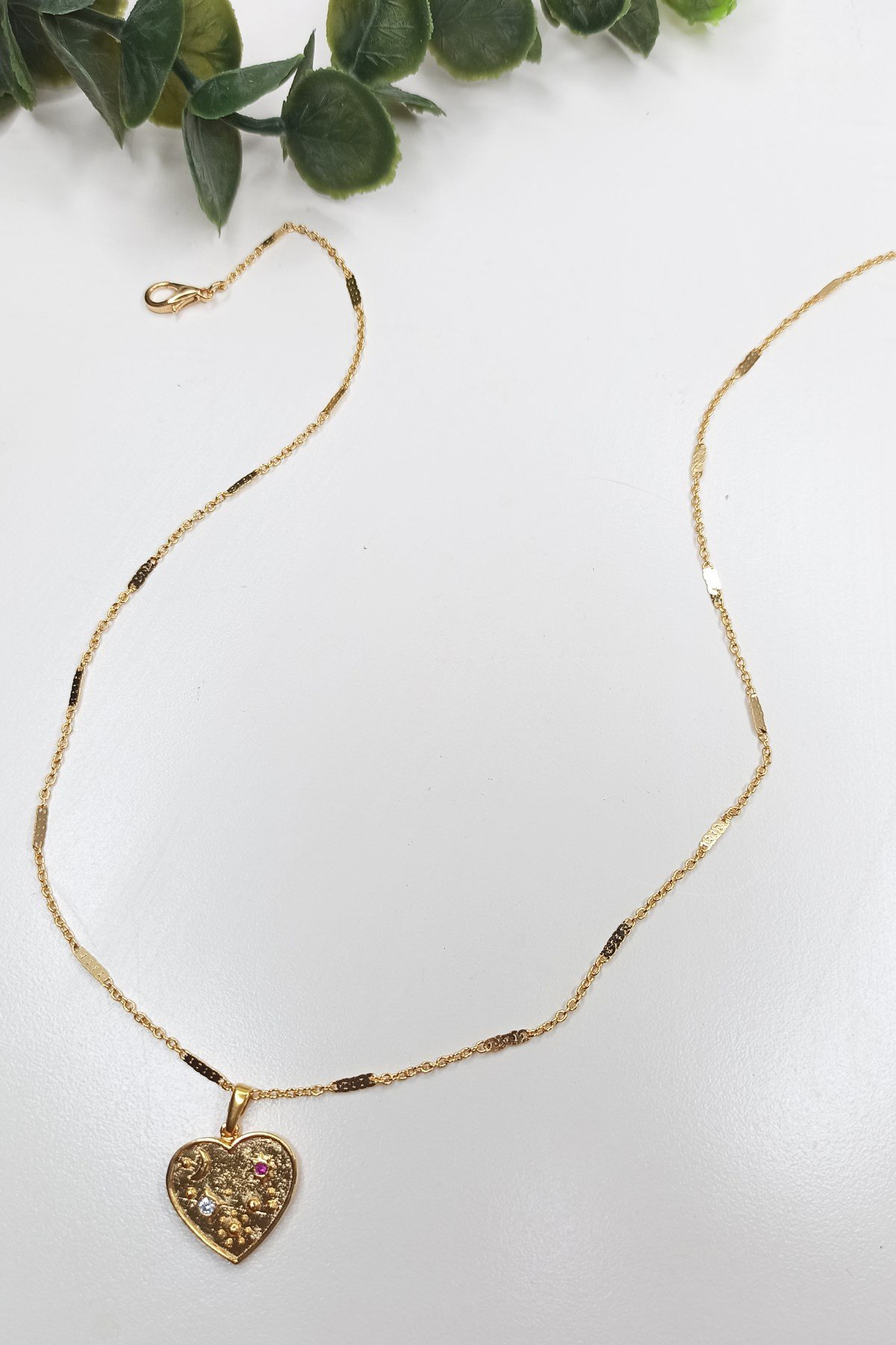 Altın Kaplama Kalp Figürlü Zincir Kolye