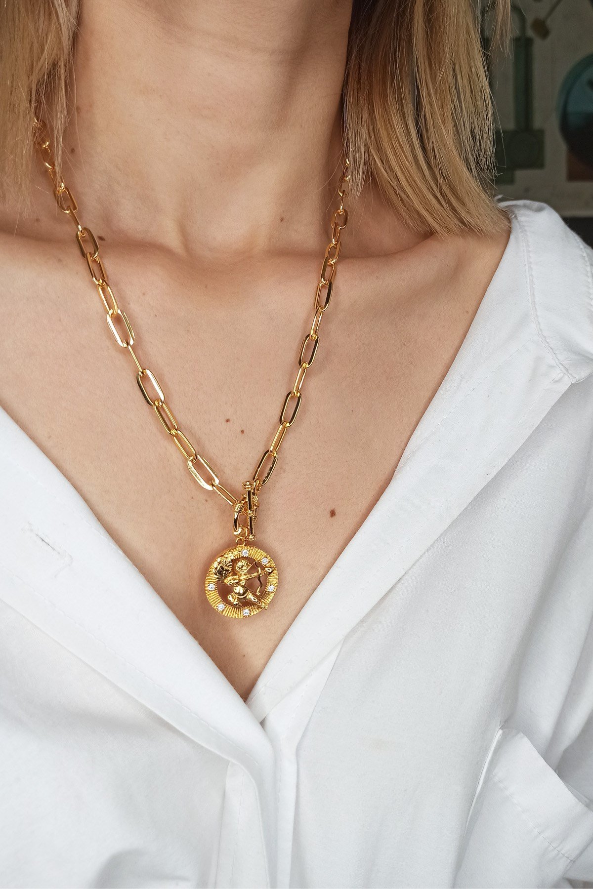 Altın Kaplama Melek Kolye