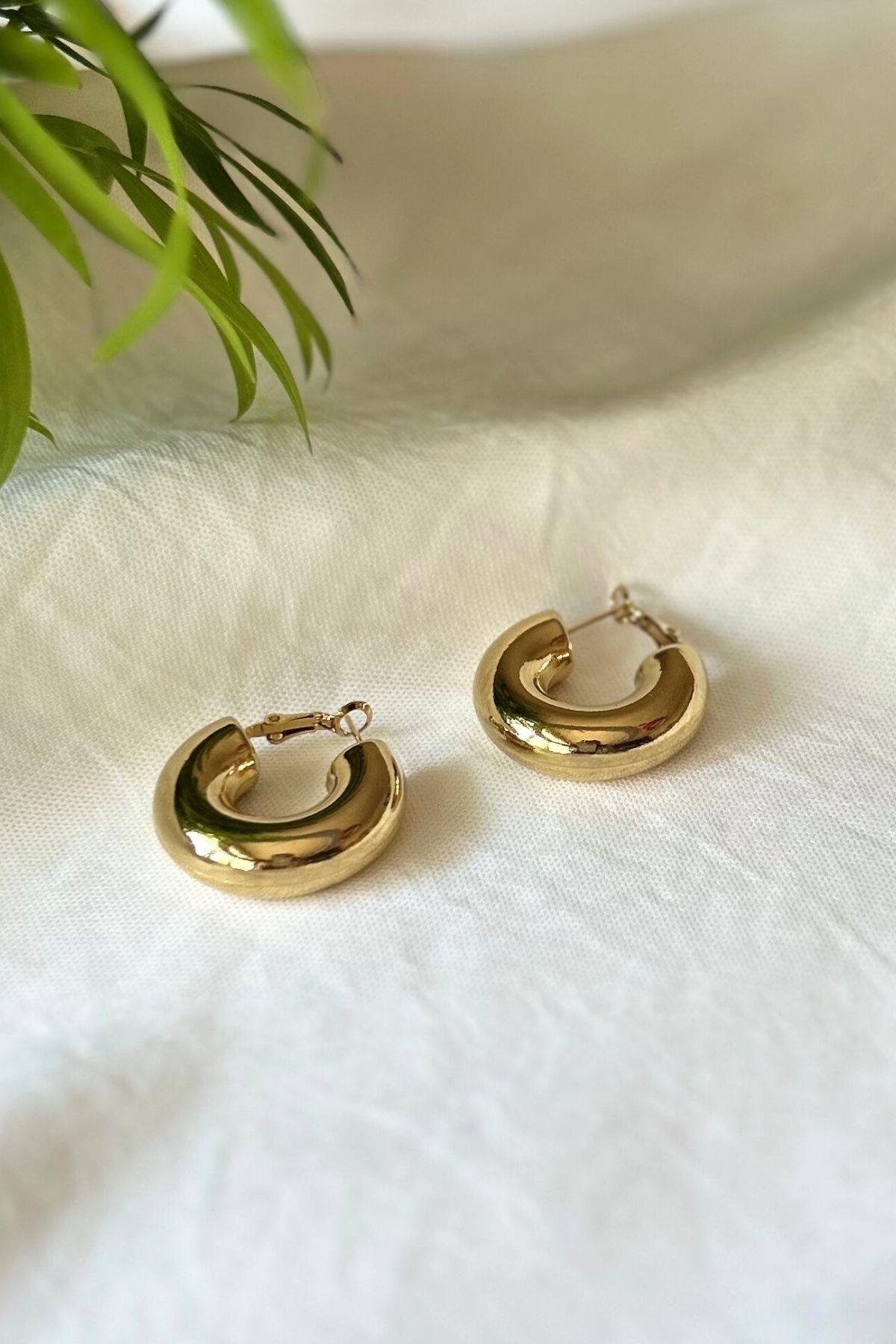 Altın Kaplama Tombul Halka Küpe