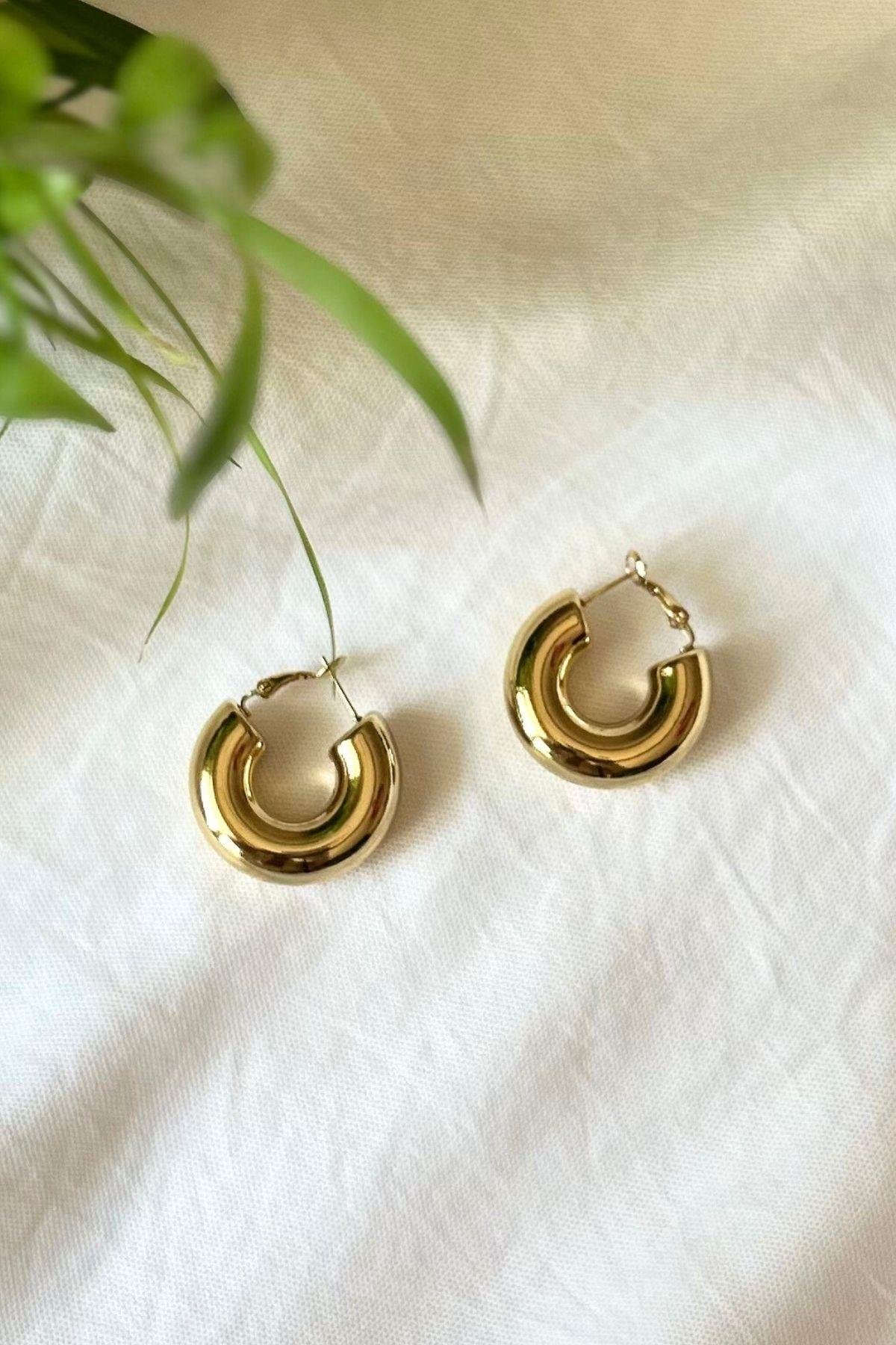 Altın Kaplama Tombul Halka Küpe