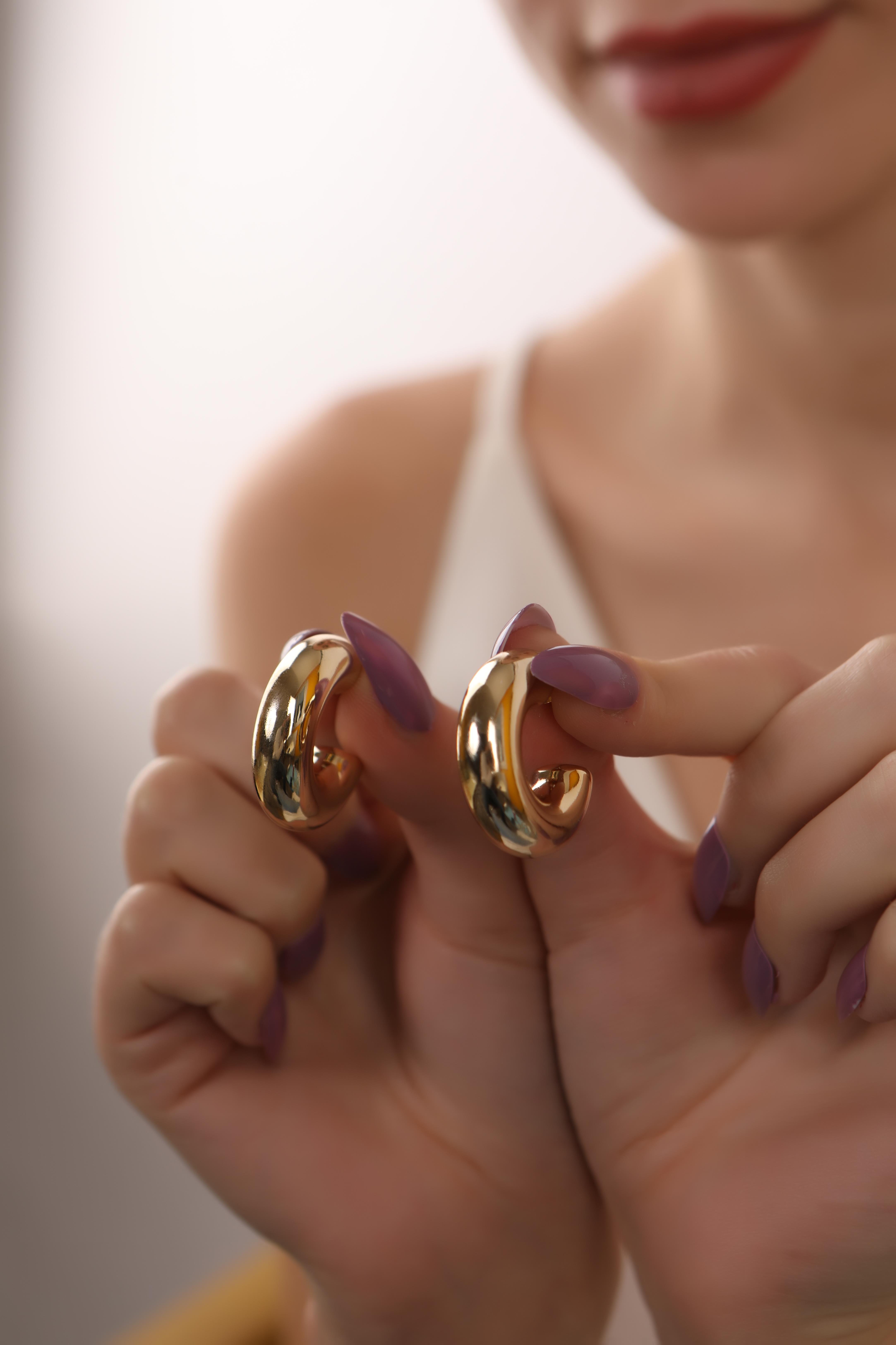 Altın Kaplama Tombul Halka Küpe