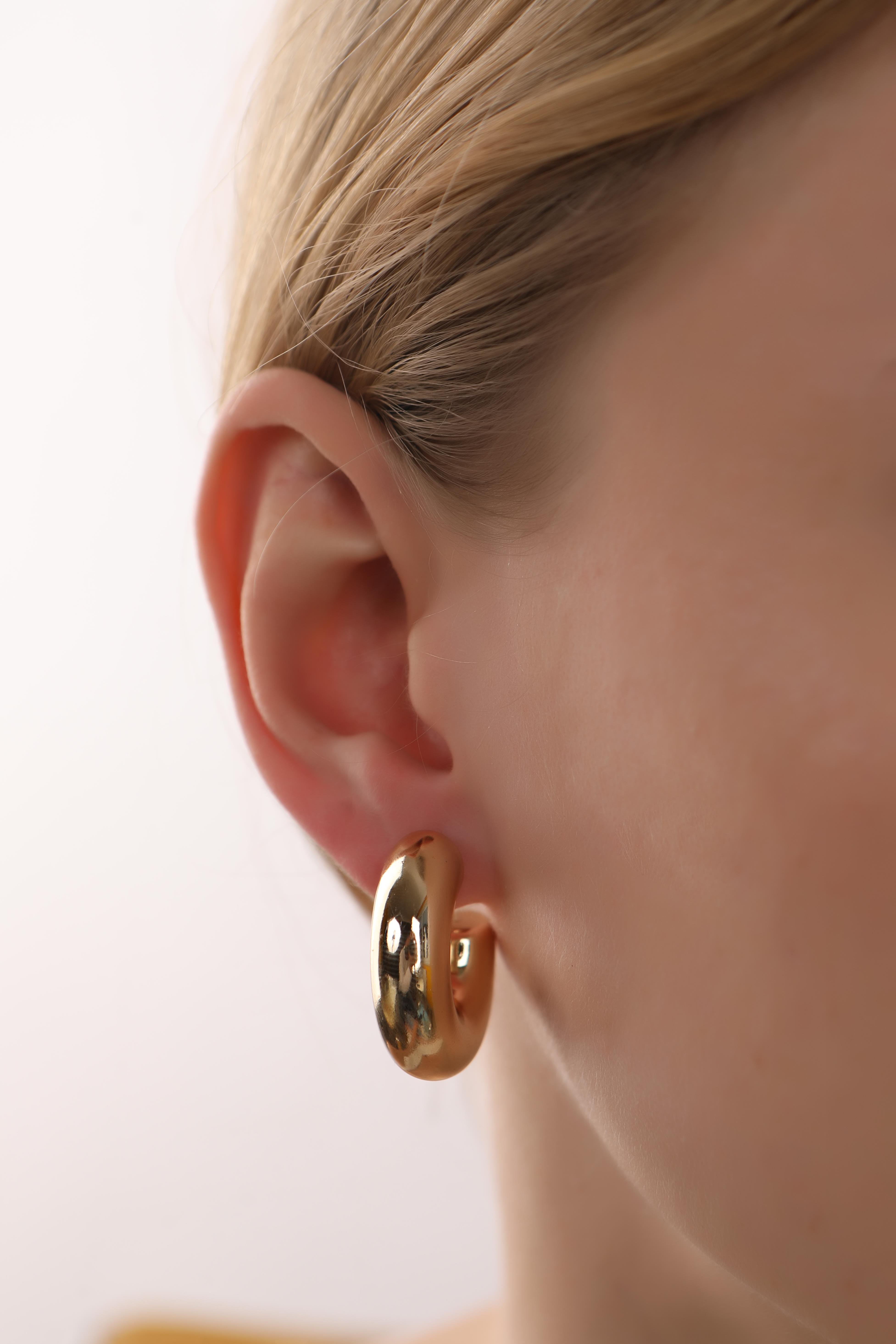 Altın Kaplama Tombul Halka Küpe