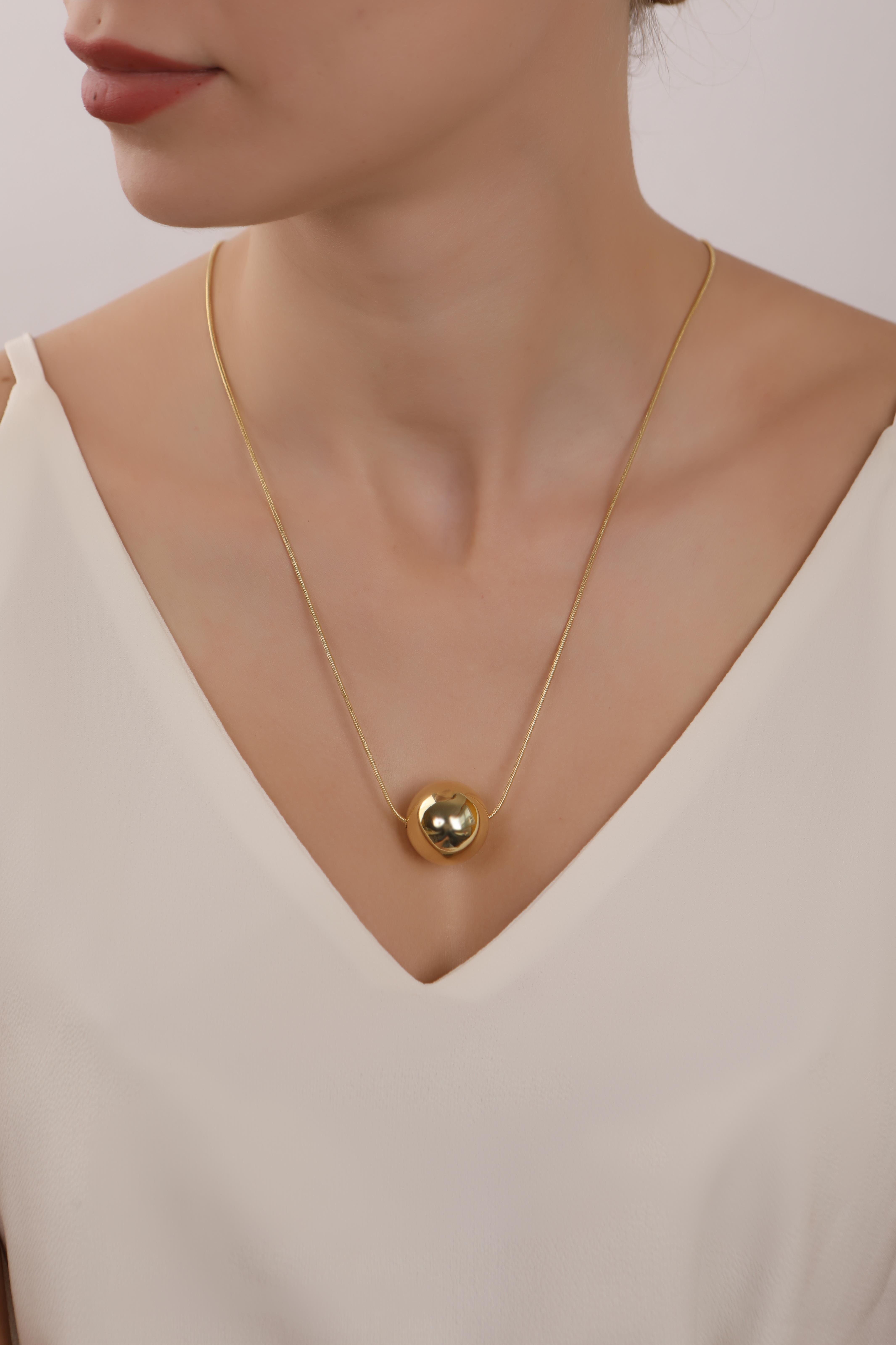 Altın Kaplama Topçuklu Çelik Kolye