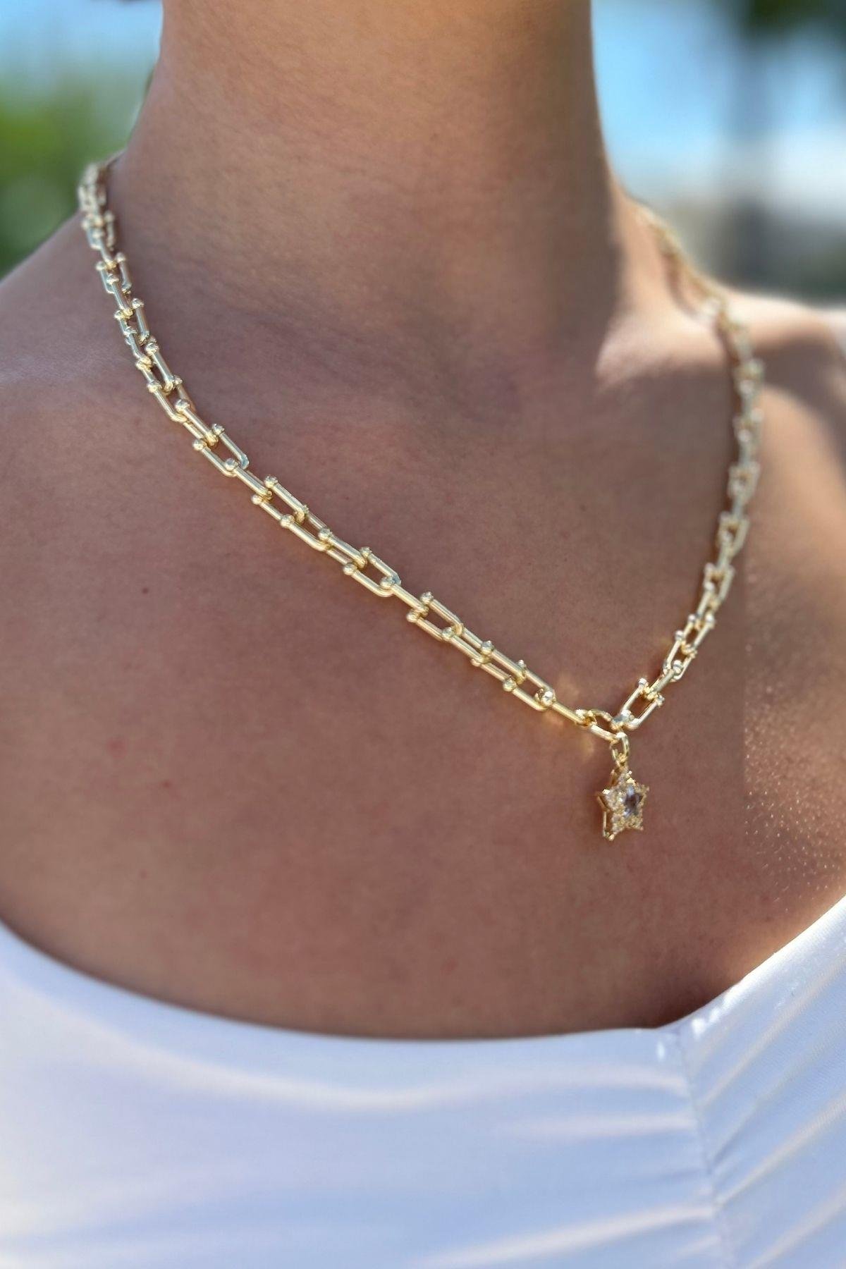 Altın Kaplama Vip Yıldız Uçlu Tiffany Kolye