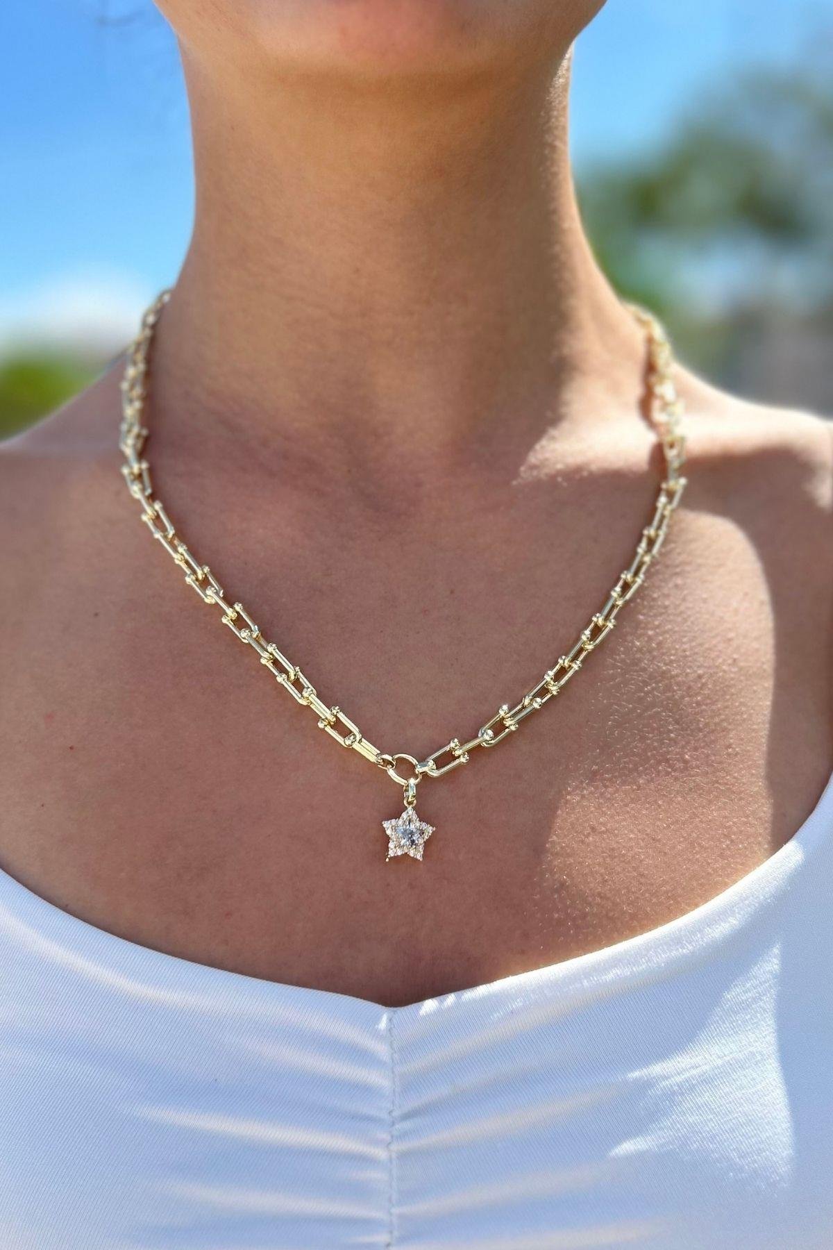 Altın Kaplama Vip Yıldız Uçlu Tiffany Kolye