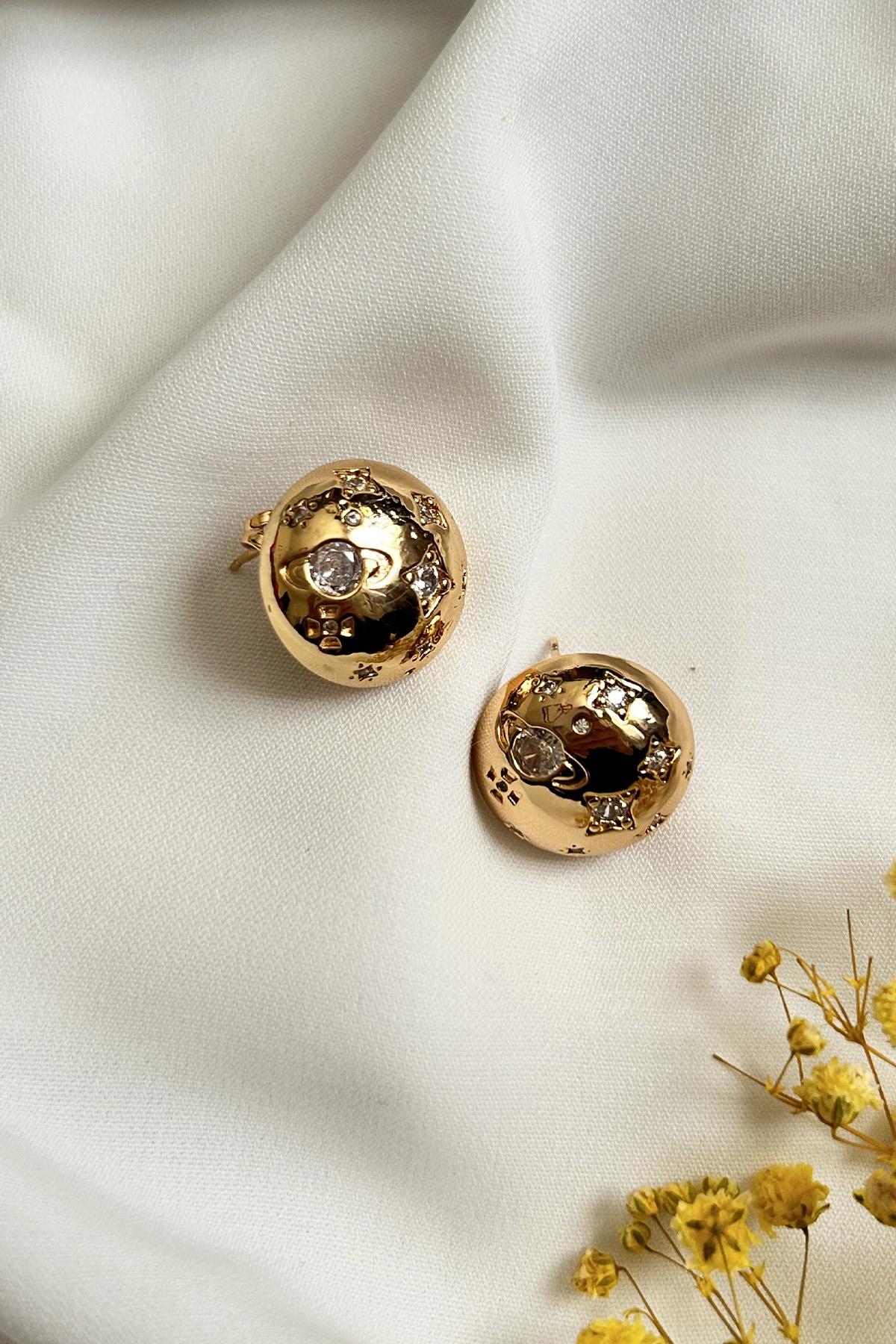 Altın Kaplama Zirkon Taşlı Basic Küpe