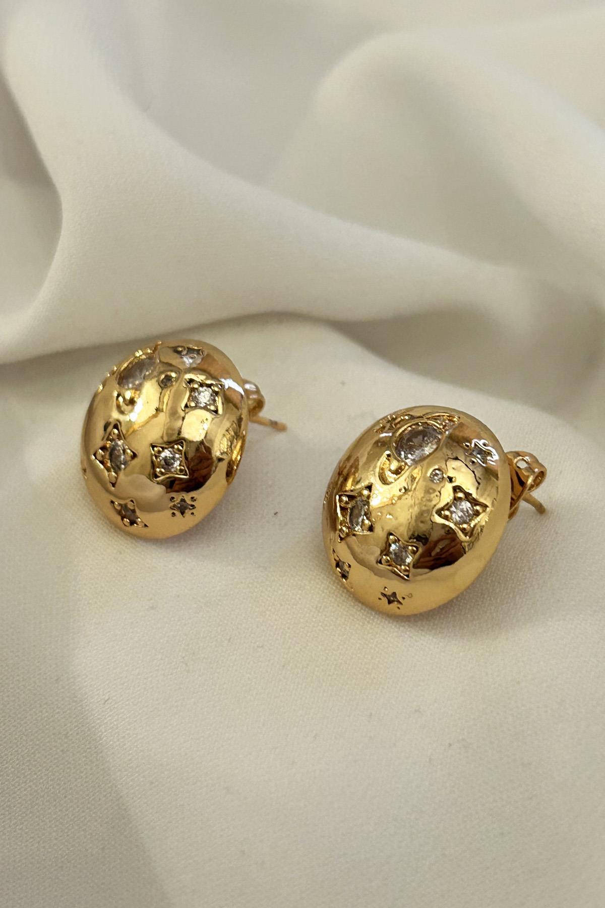 Altın Kaplama Zirkon Taşlı Basic Küpe