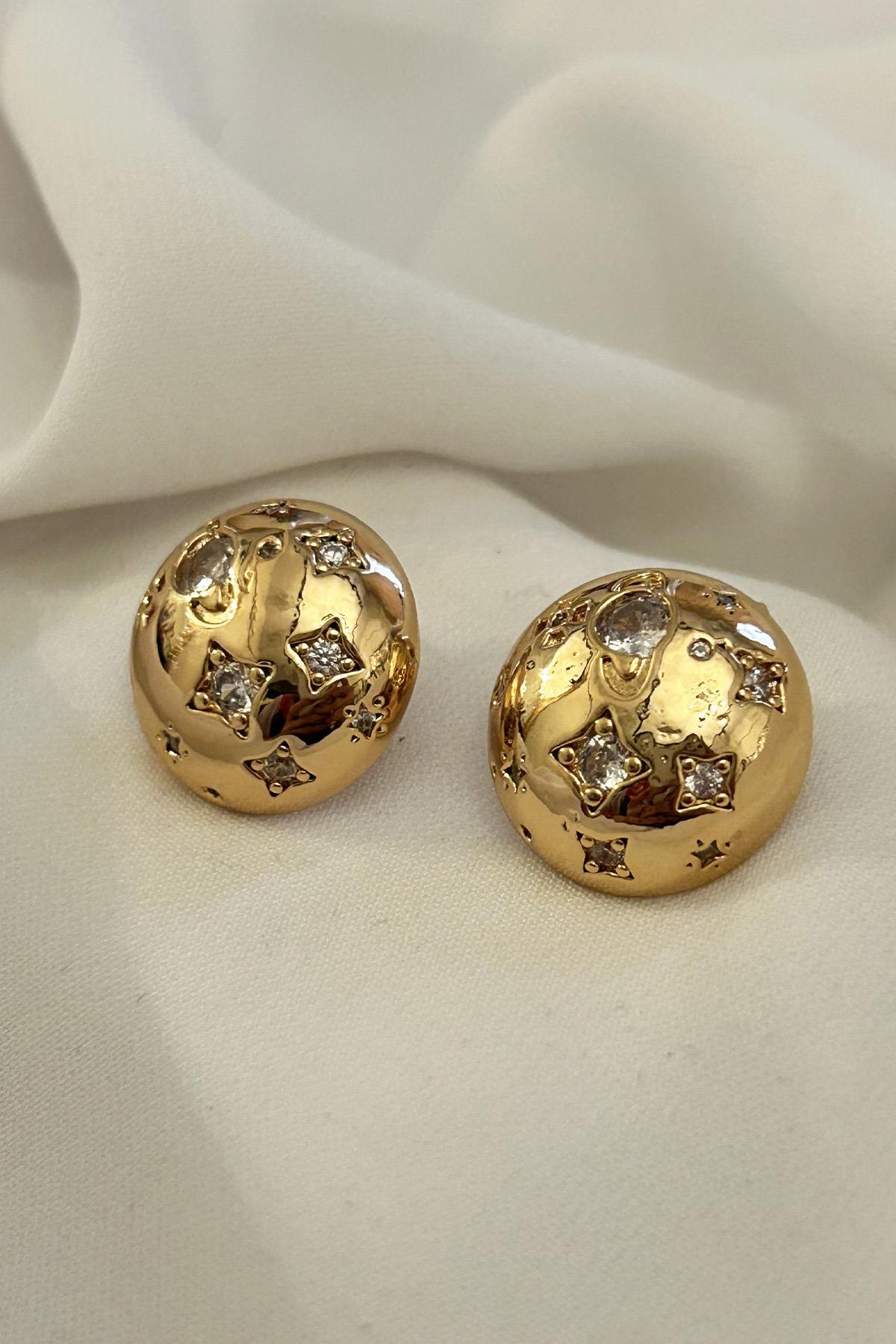 Altın Kaplama Zirkon Taşlı Basic Küpe