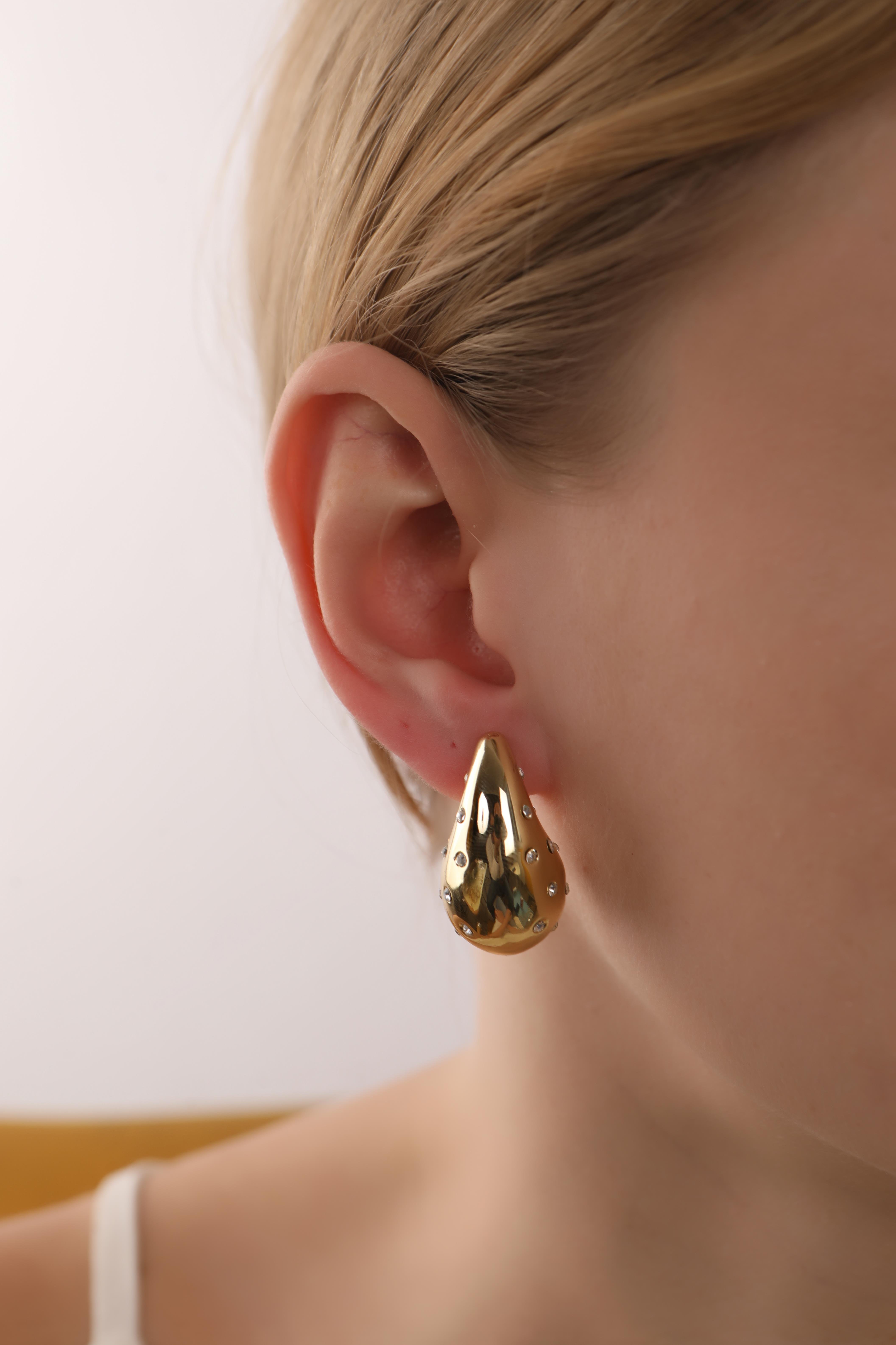 Altın Kaplama Zirkon Taşlı Bottega Küpe