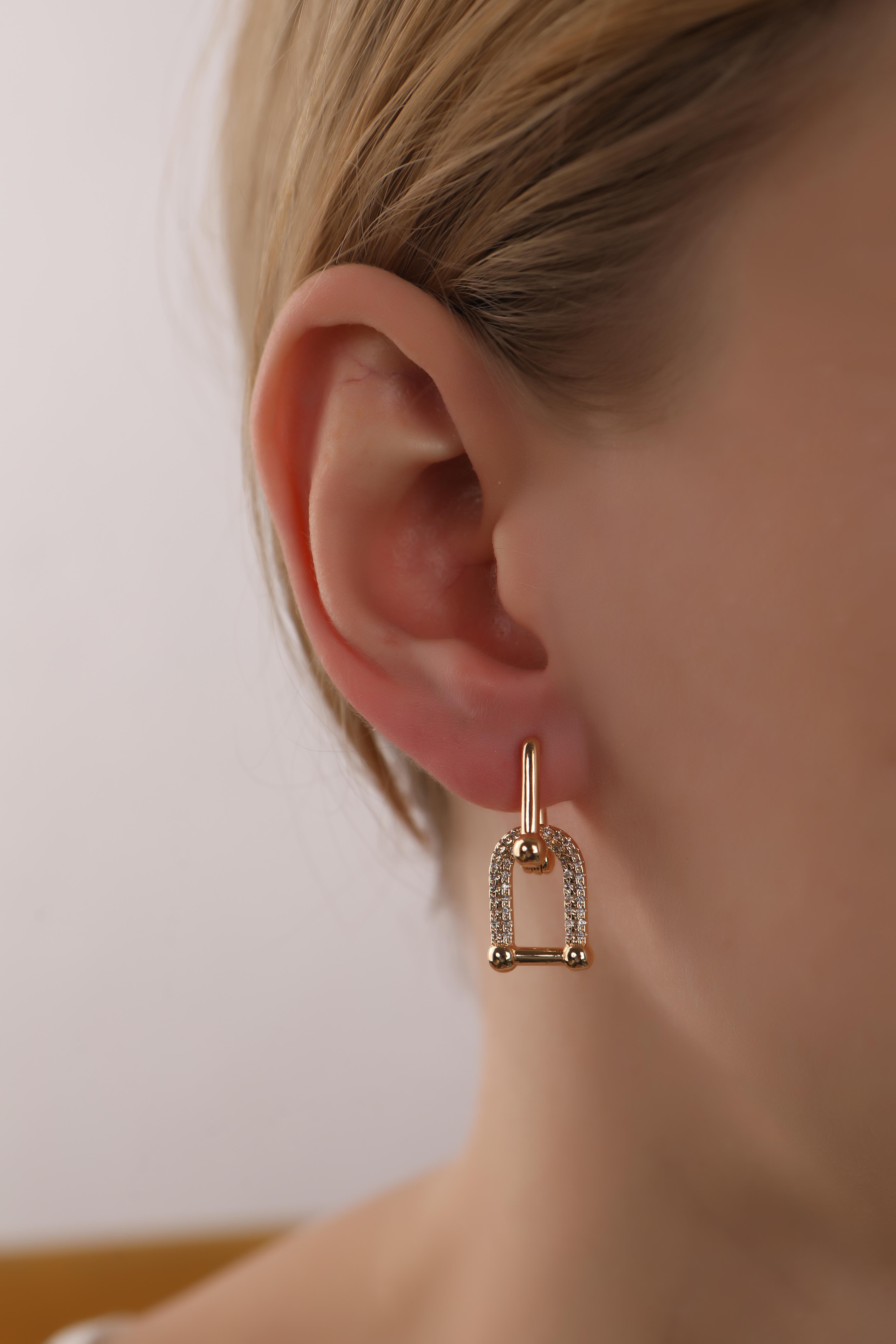 Altın Kaplama Zirkon Taşlı Tiffany Küpe