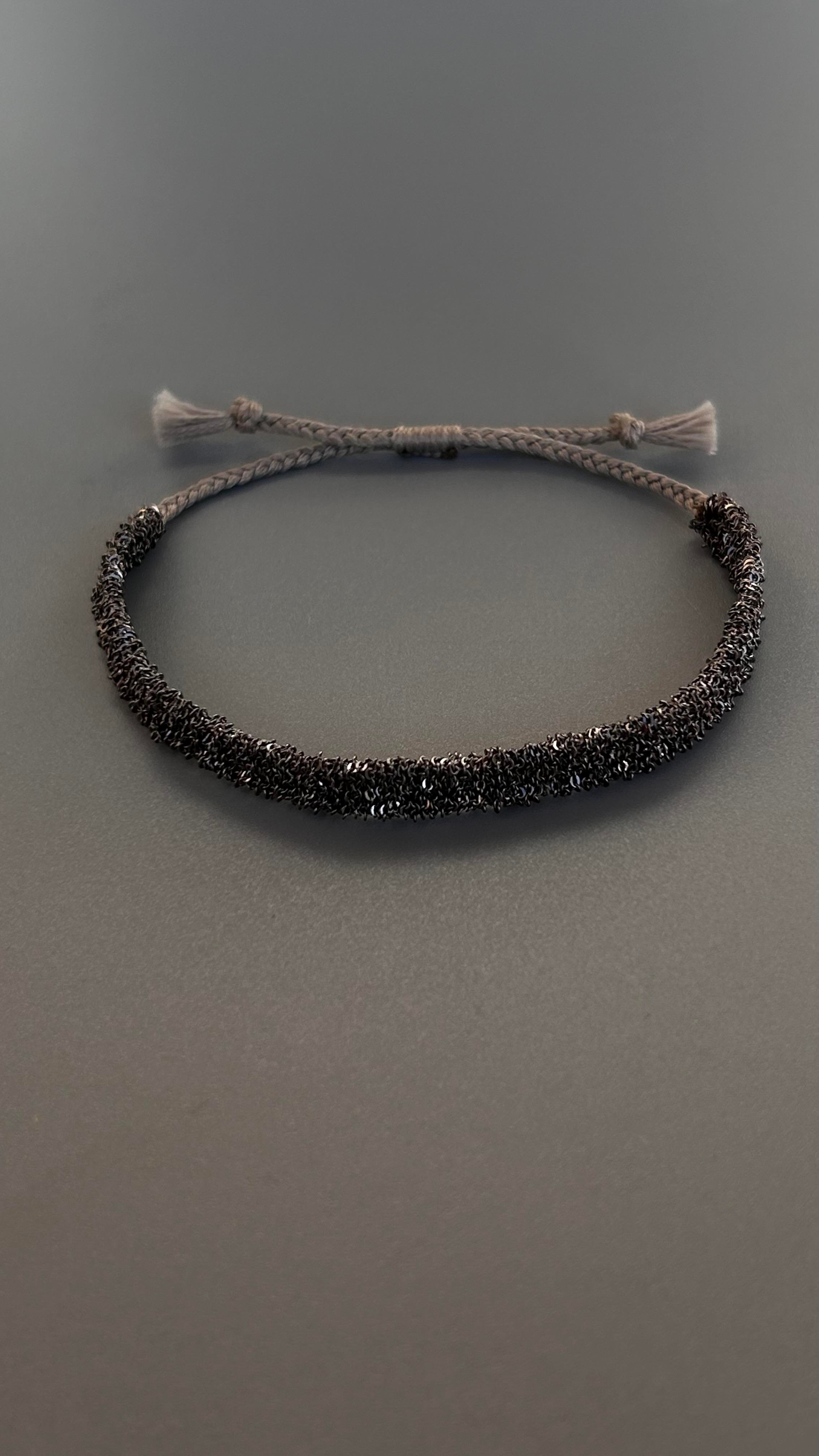 El Emeği Unisex Füme Renk Dokuma Zincir Bileklik