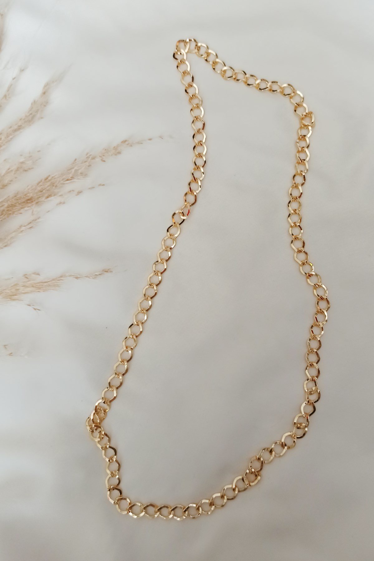 Gold Klasik Halka Geçmeli 70 Cm Zincir Kolye