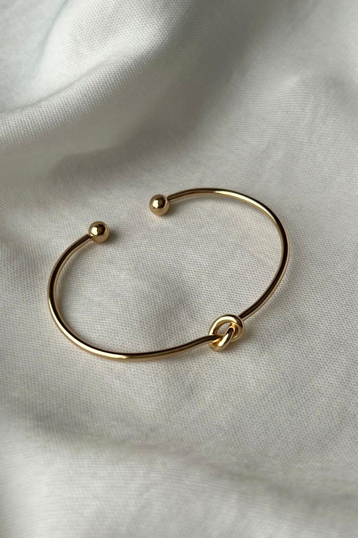 Gold Renk Tek Sıra Düğüm Bilezik