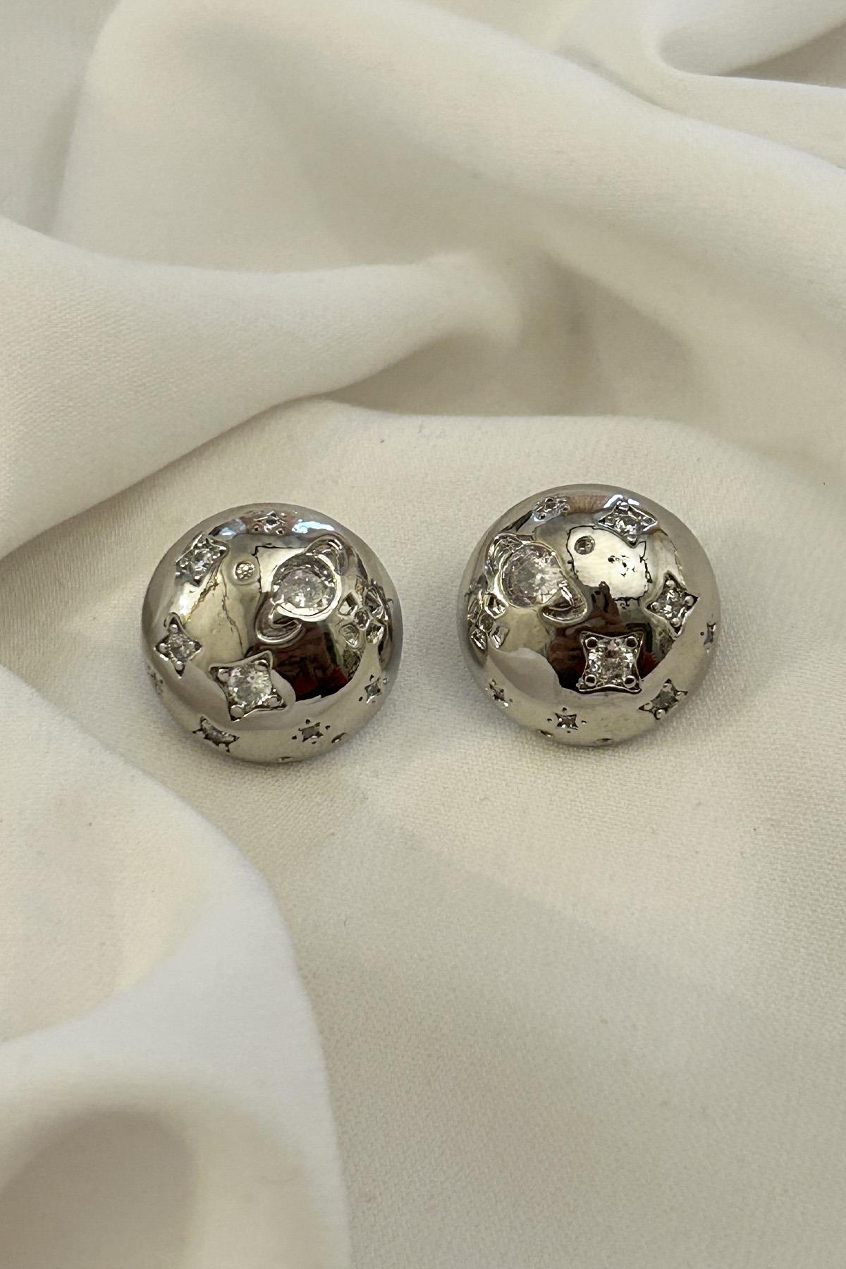 Gümüş Renk Zirkon Taşlı Basic Küpe