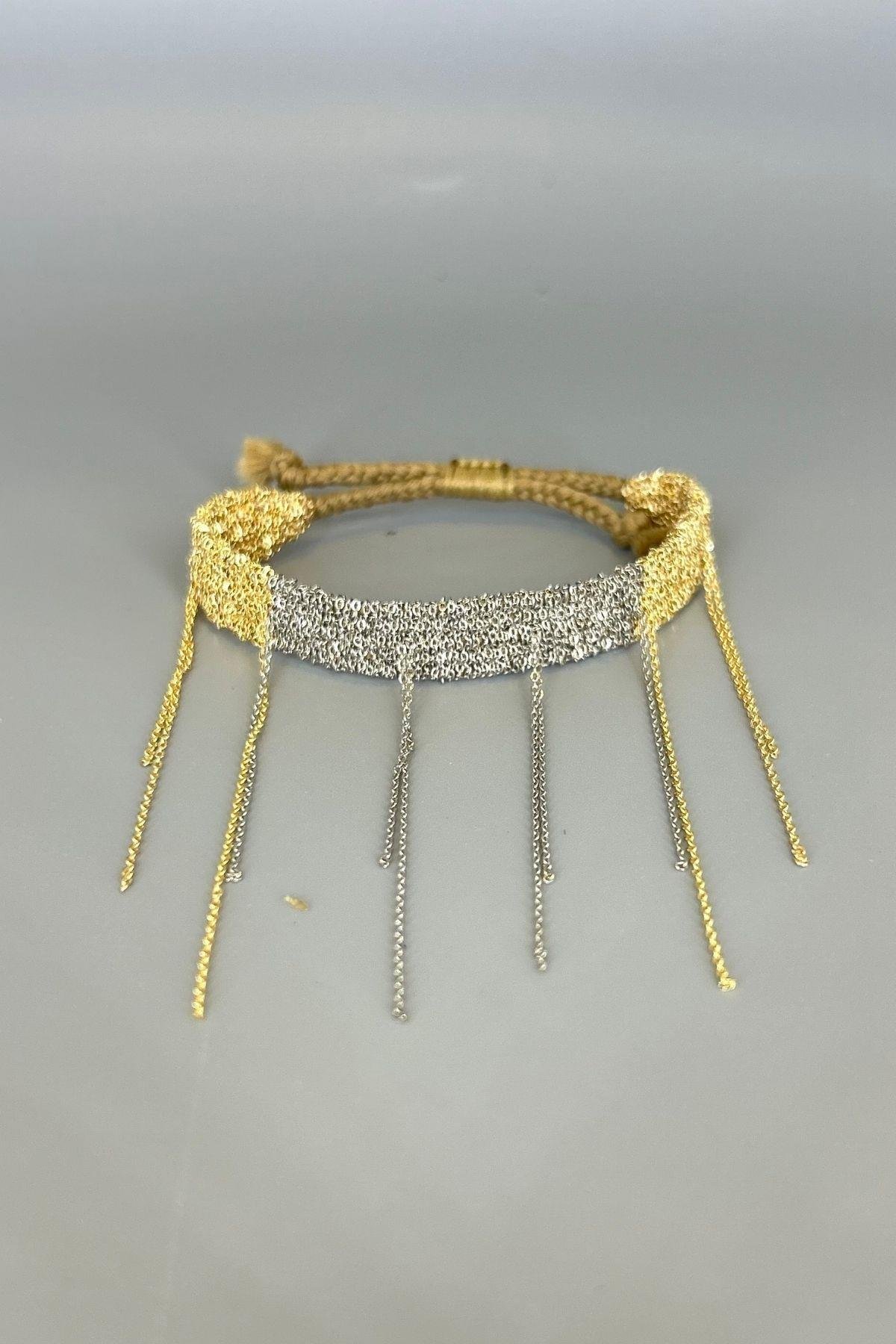 Handmade Dokuma Gold Gümüş Zincir Bileklik