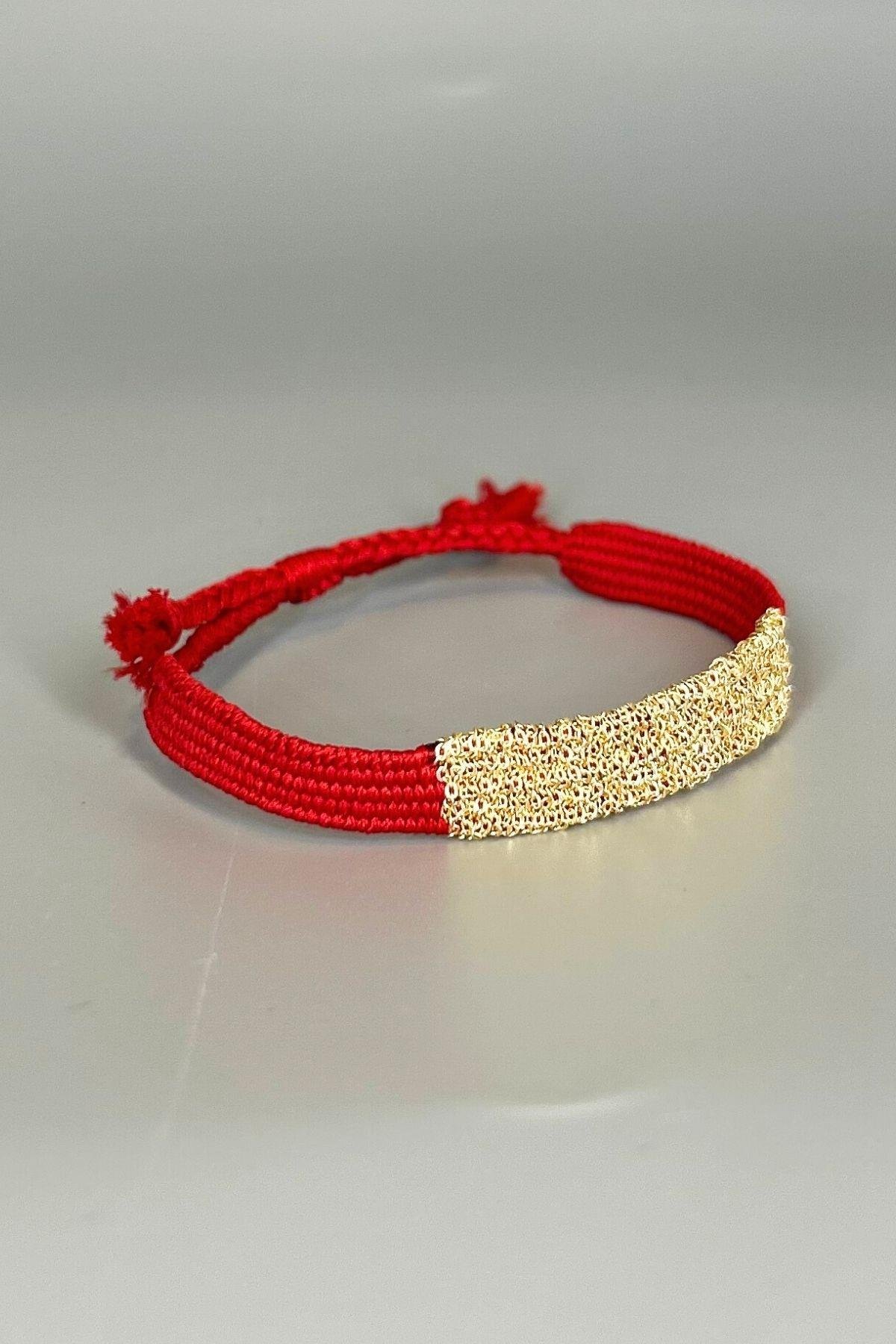 Handmade Dokuma İp ve Zincir DokumaKırmızı Bilezik