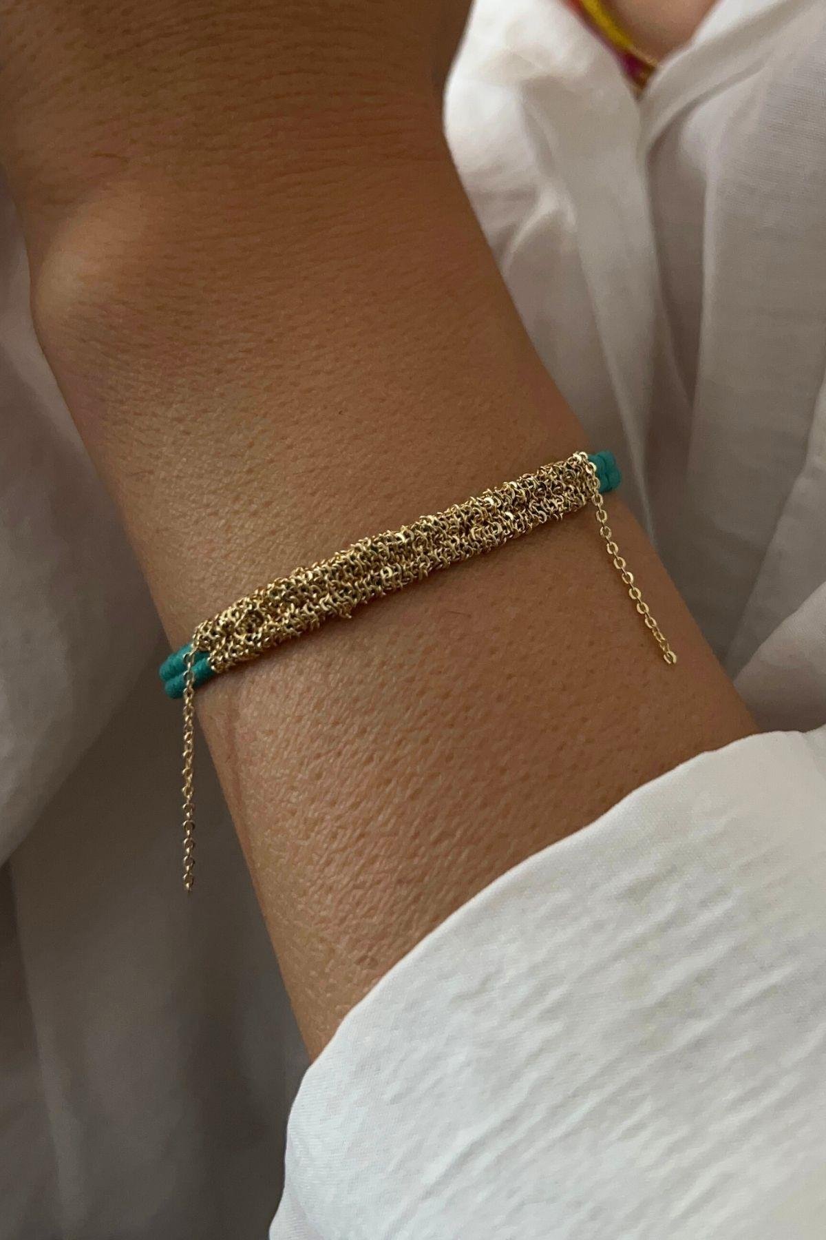 Handmade Dokuma Zincir Sallantılı Kılçık Bileklik