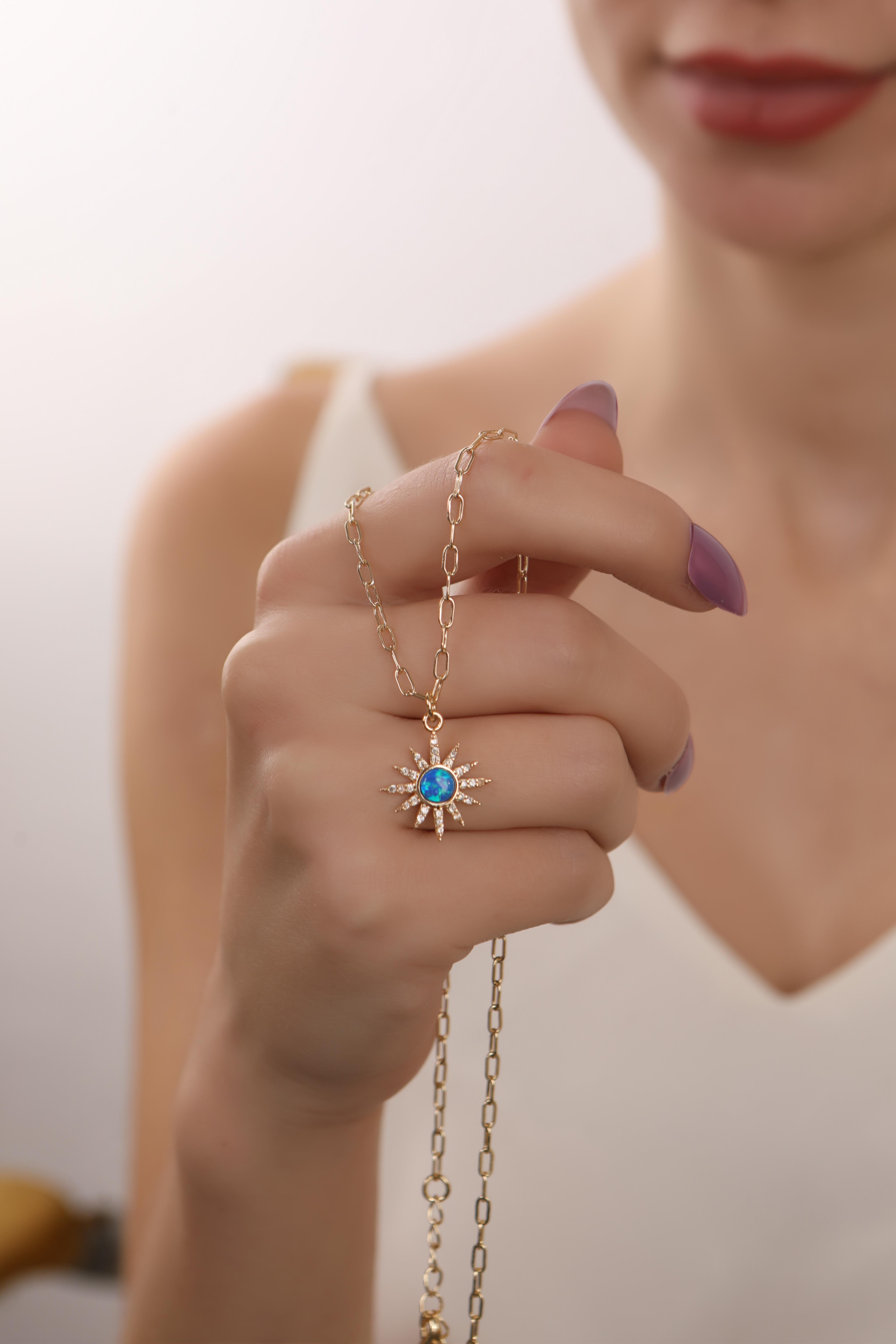 Mavi Opal Taş Kuzey Yıldız Kolye