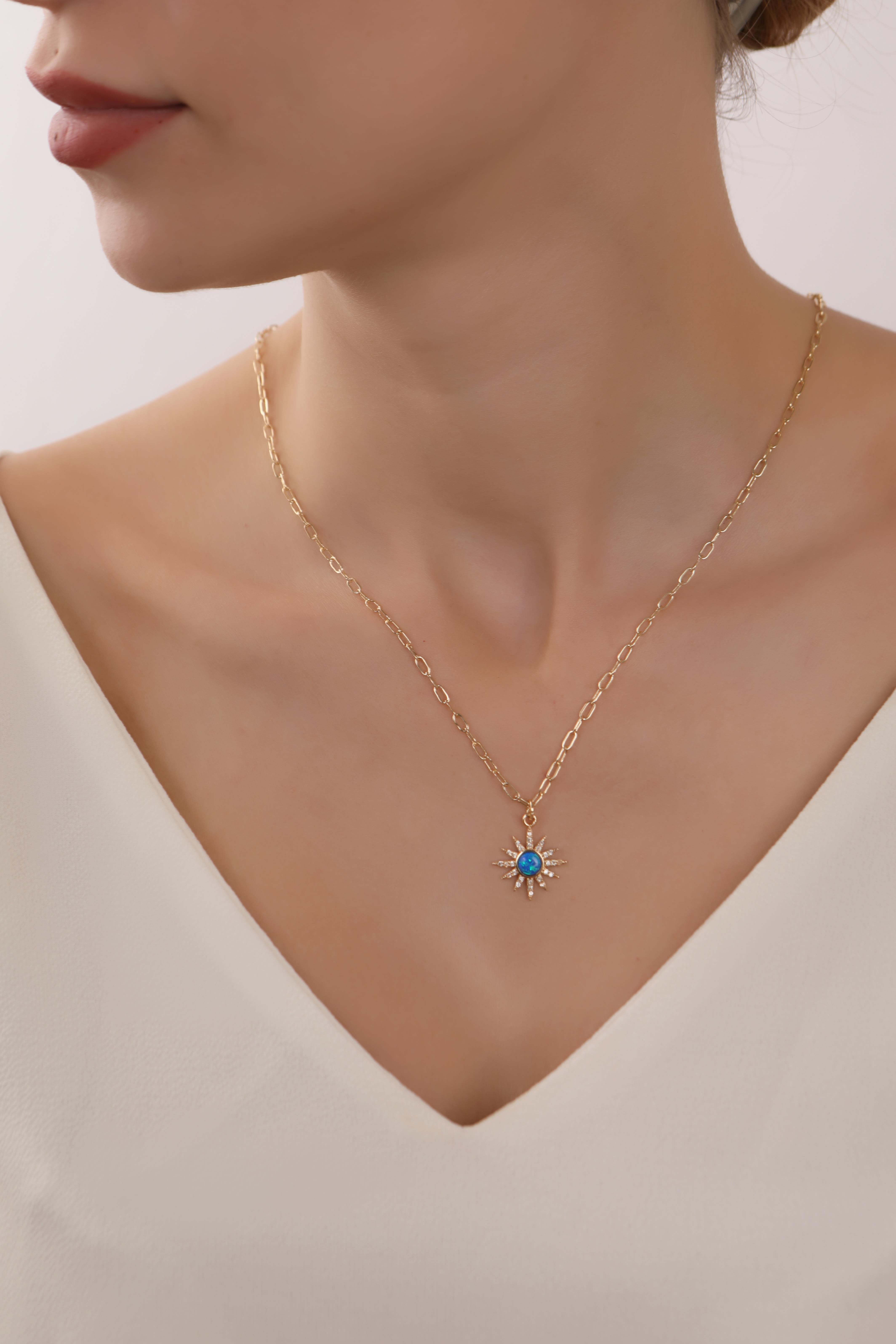 Mavi Opal Taş Kuzey Yıldız Kolye